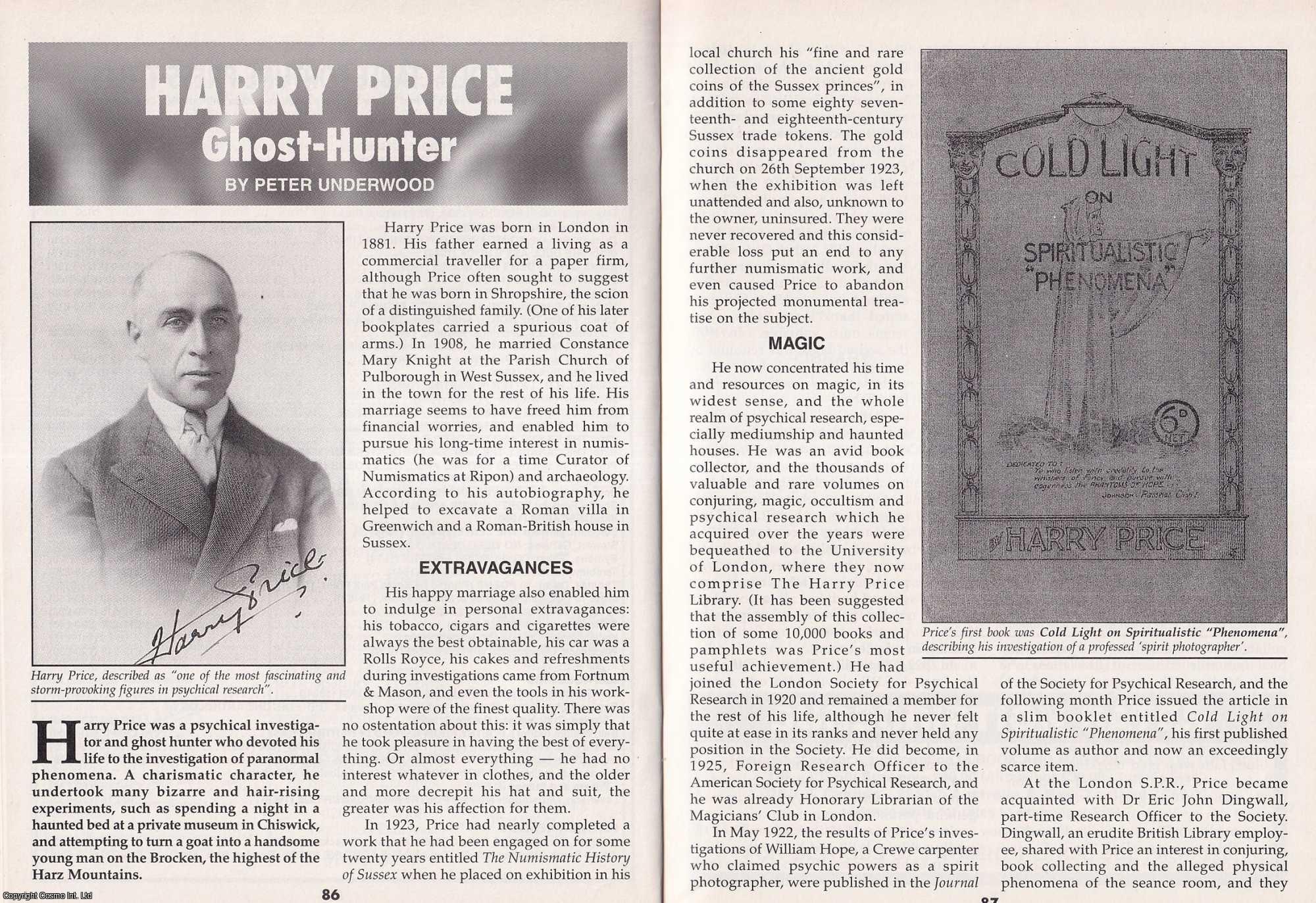 Peter Underwood - Harry Price. Ghost-Hunter. This is an original article separated from an issue of The Book & Magazine Collector publication.