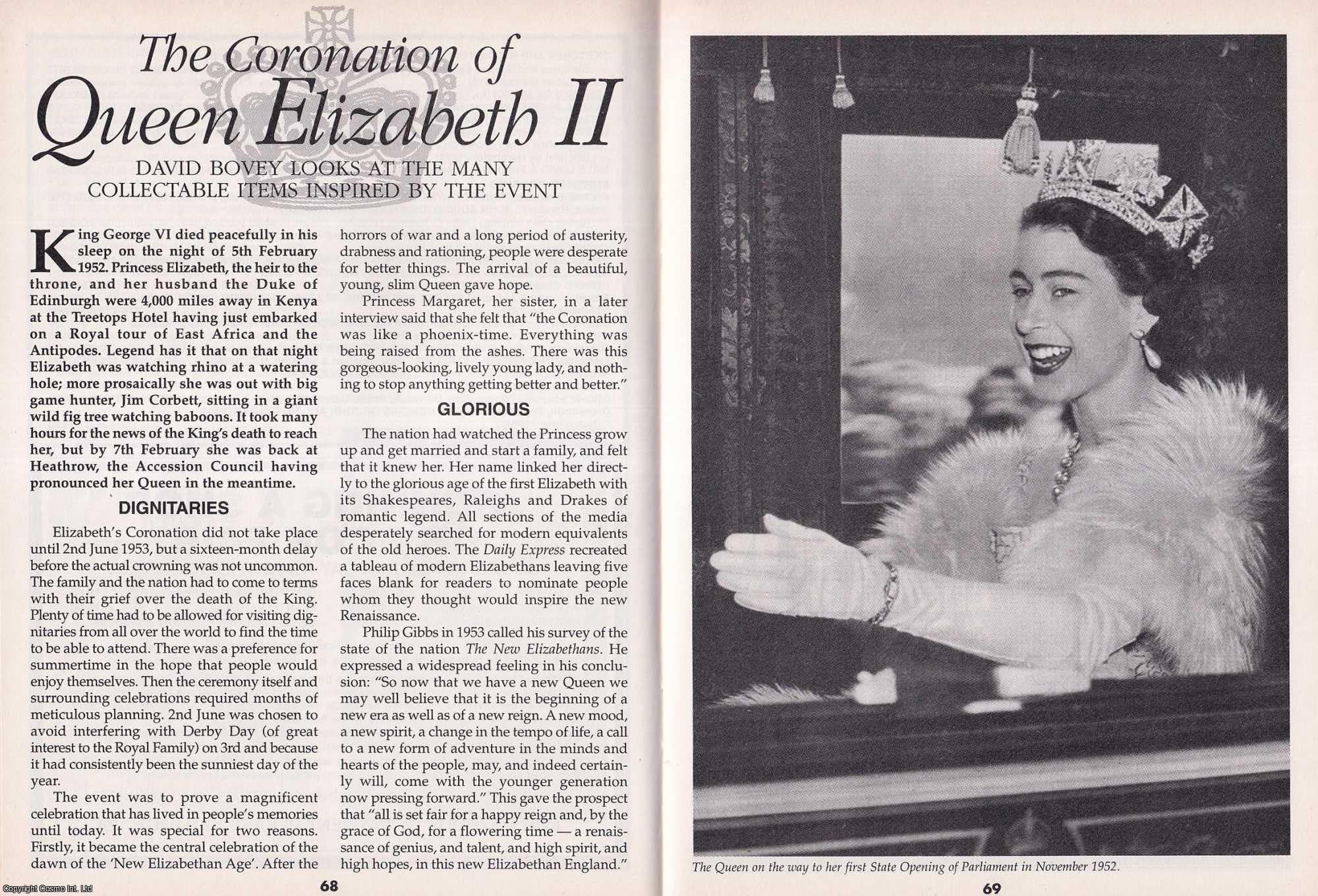 David Bovey - The Coronation of Queen Elizabeth II. Looking at The Many Collectable Items Inspired by The Event. This is an original article separated from an issue of The Book & Magazine Collector publication.