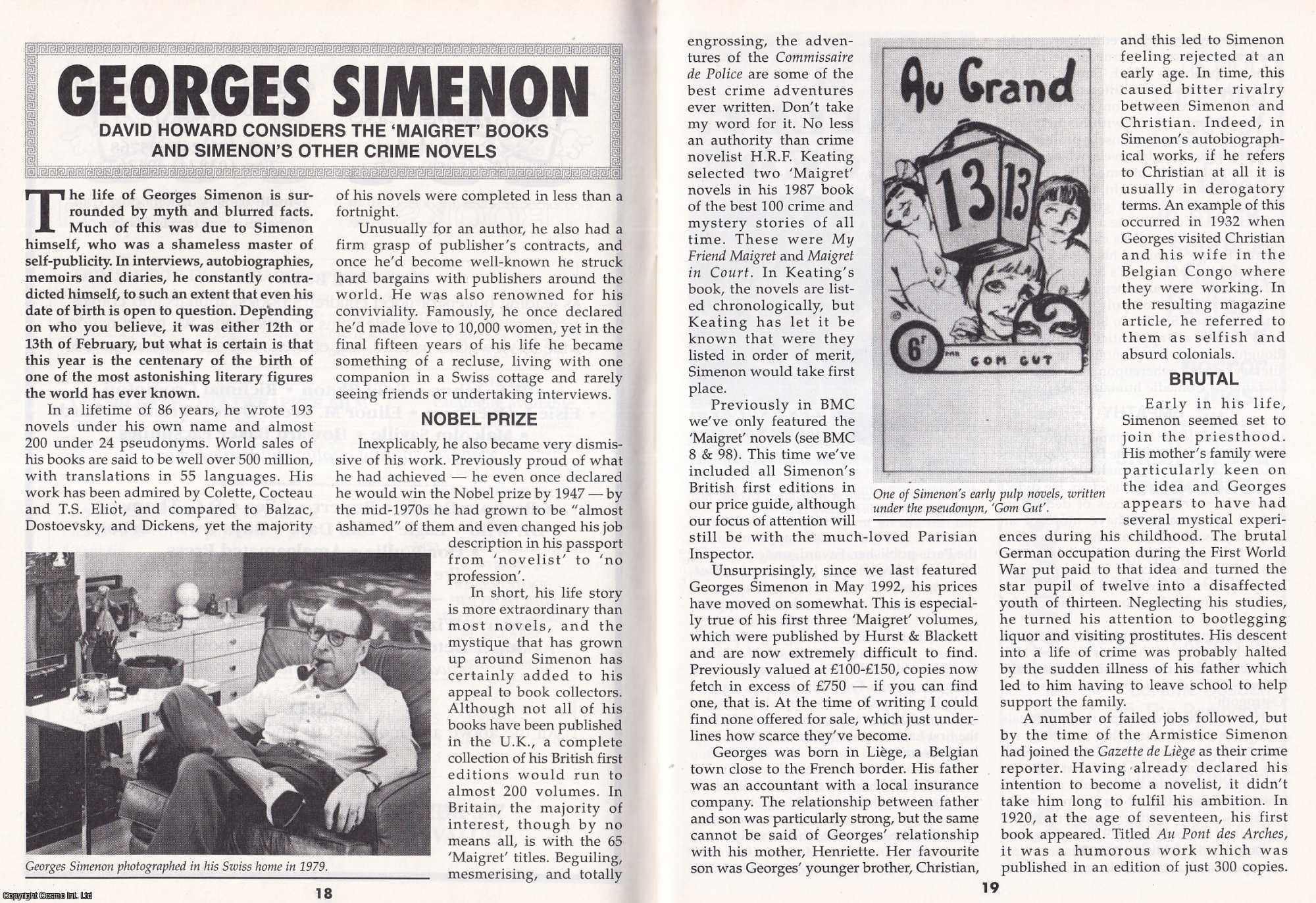 David Howard - Georges Simenon : The Maigret Books and Simenon's Other Crime Novels. This is an original article separated from an issue of The Book & Magazine Collector publication, 2003.