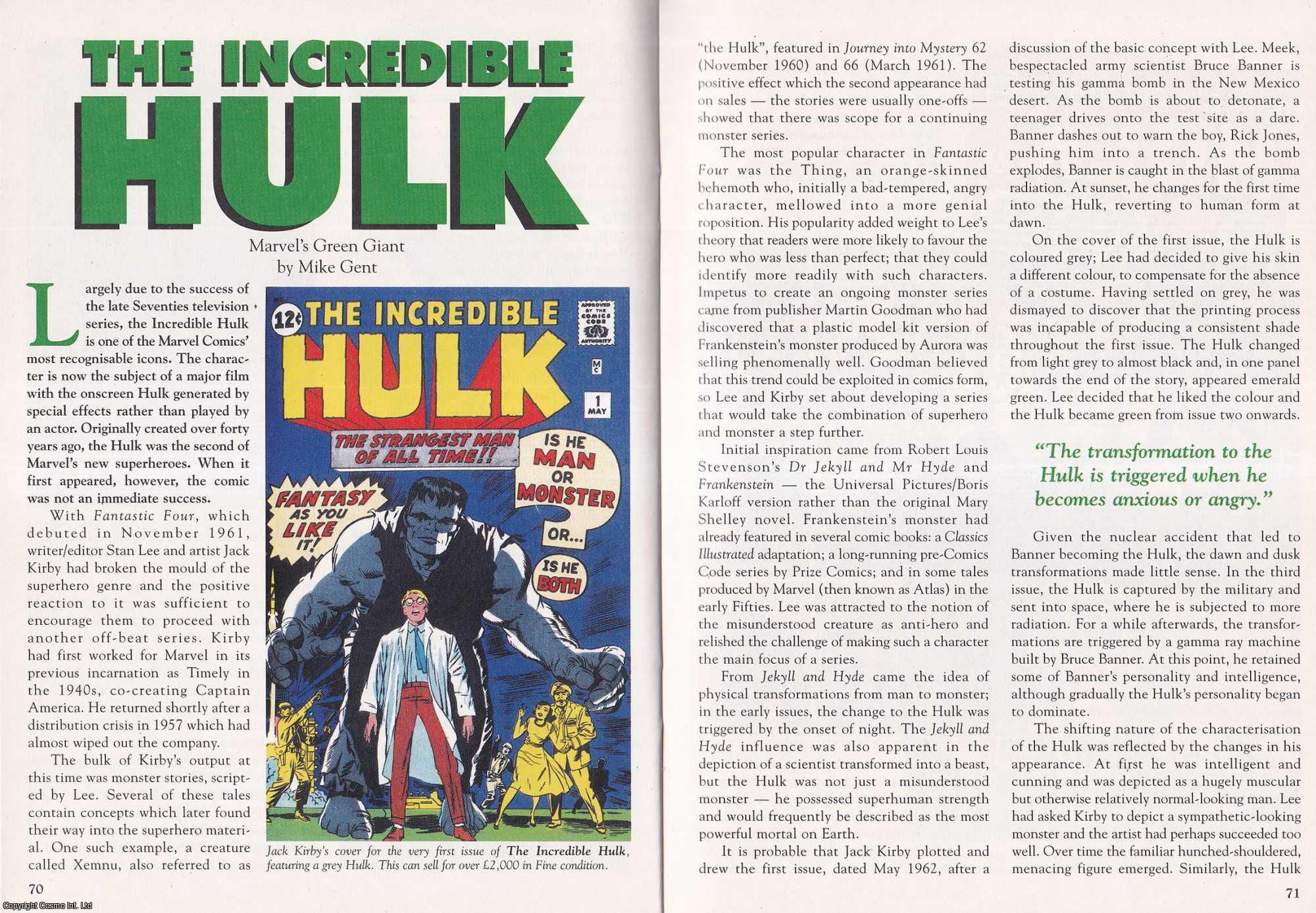Mike Gent - The Incredible Hulk. Marvel's Green Giant. This is an original article separated from an issue of The Book & Magazine Collector publication, 2003.