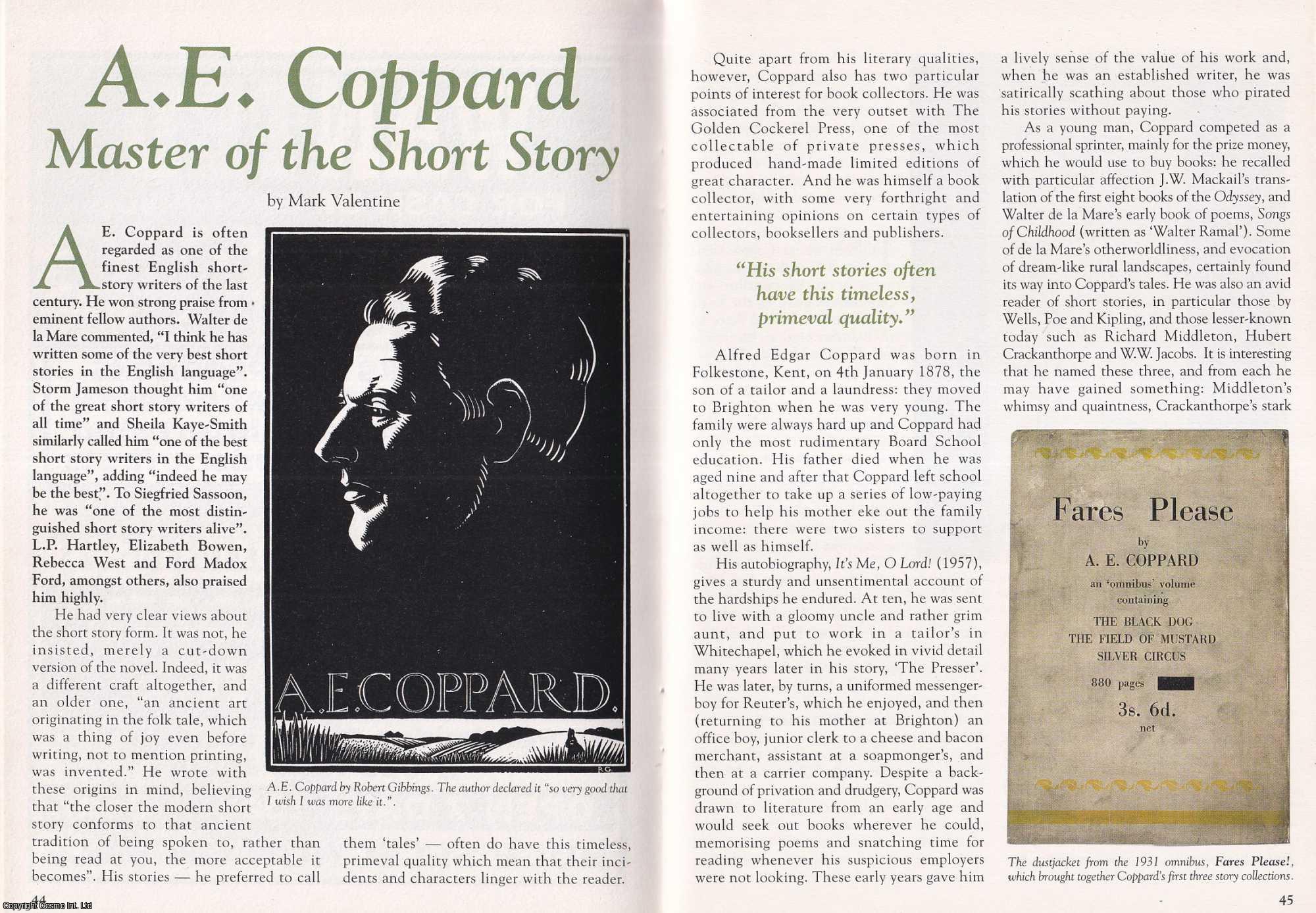 Mark Valentine - A. E. Coppard. Master of The Short Story. This is an original article separated from an issue of The Book & Magazine Collector publication.