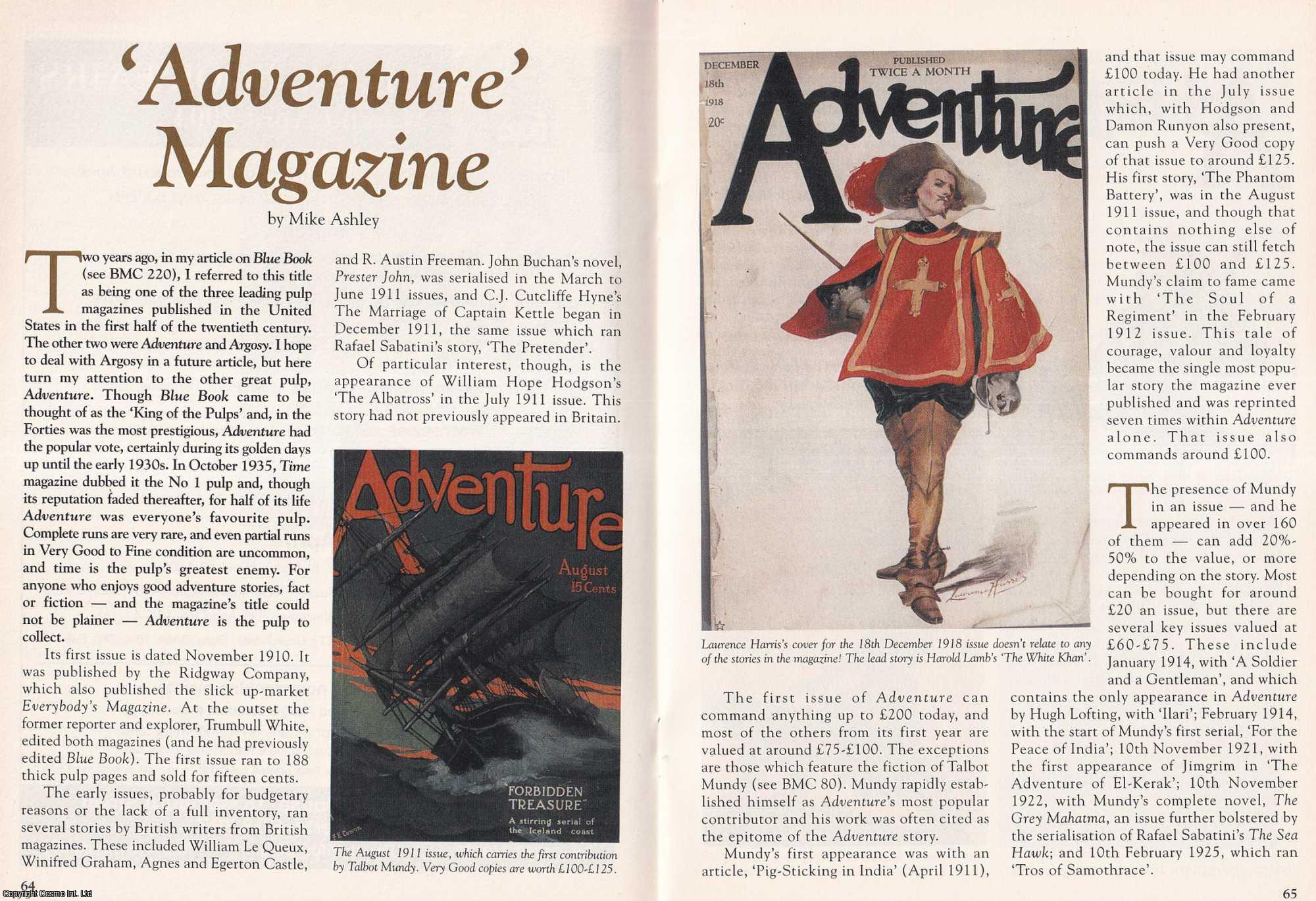 Mike Ashley - Adventure Magazine. This is an original article separated from an issue of The Book & Magazine Collector publication.