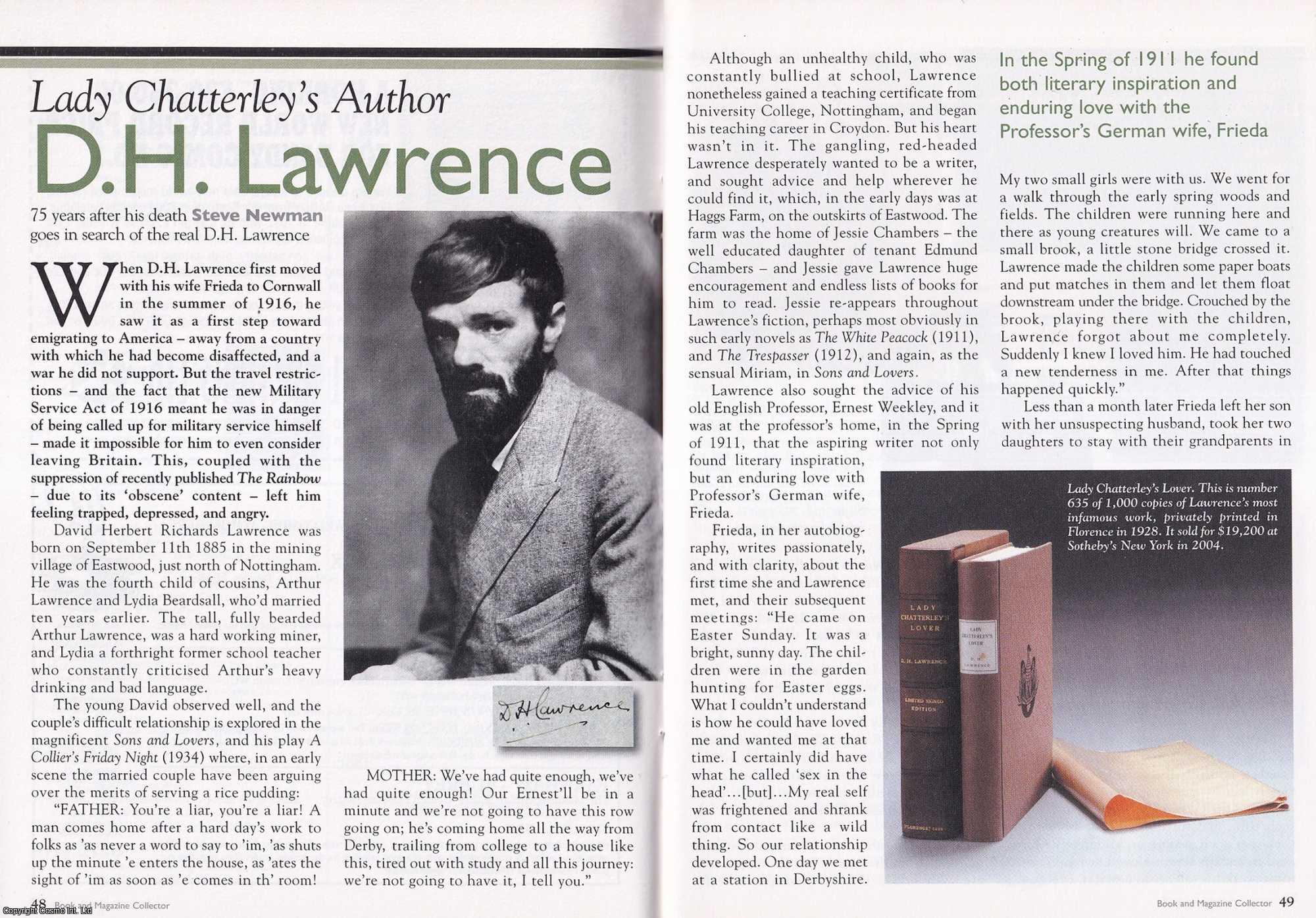 Steve Newman - Lady Chatterley's Author. D. H. Lawrence. This is an original article separated from an issue of The Book & Magazine Collector publication, 2005.