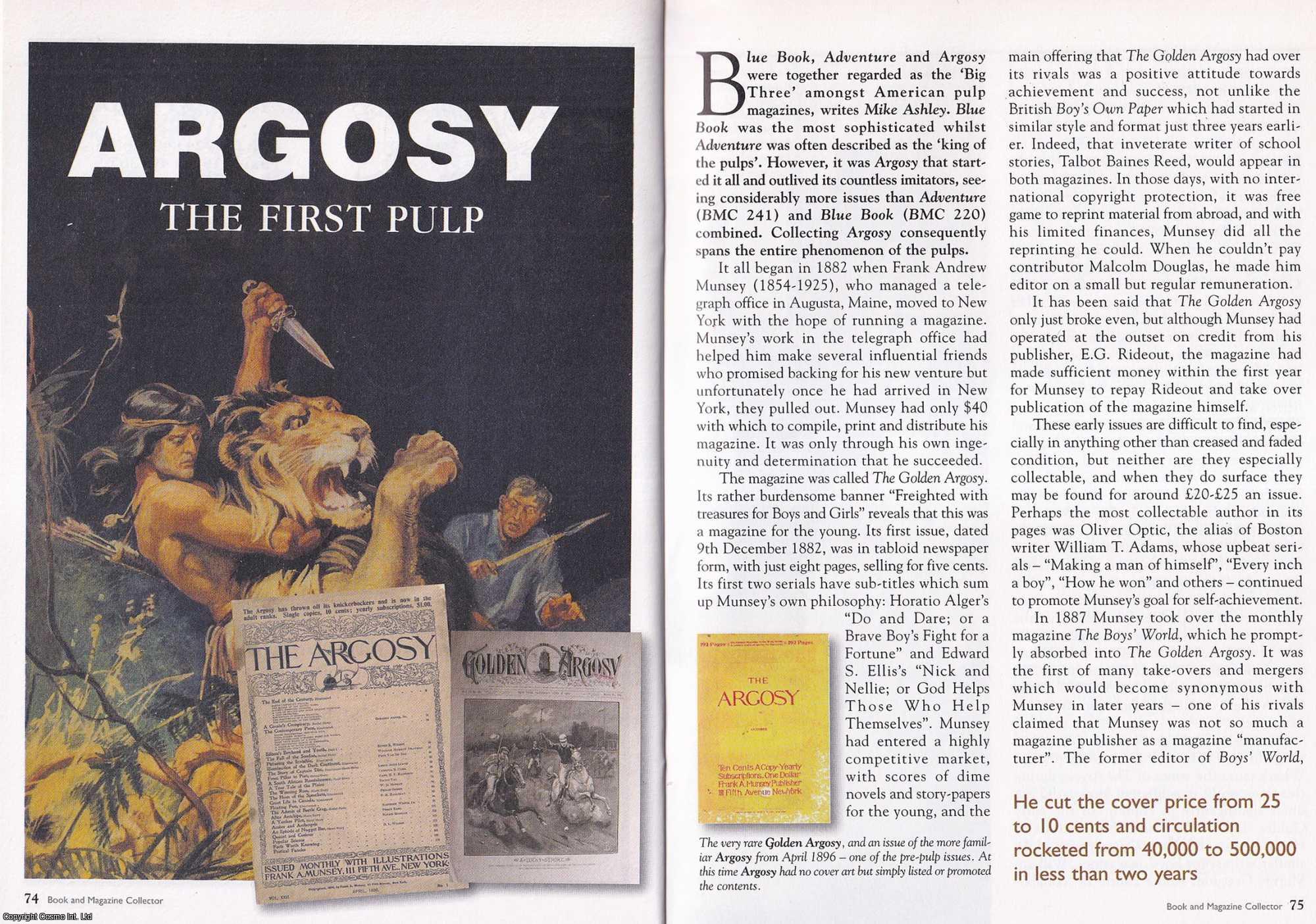 --- - Argosy The First Pulp. This is an original article separated from an issue of The Book & Magazine Collector publication.