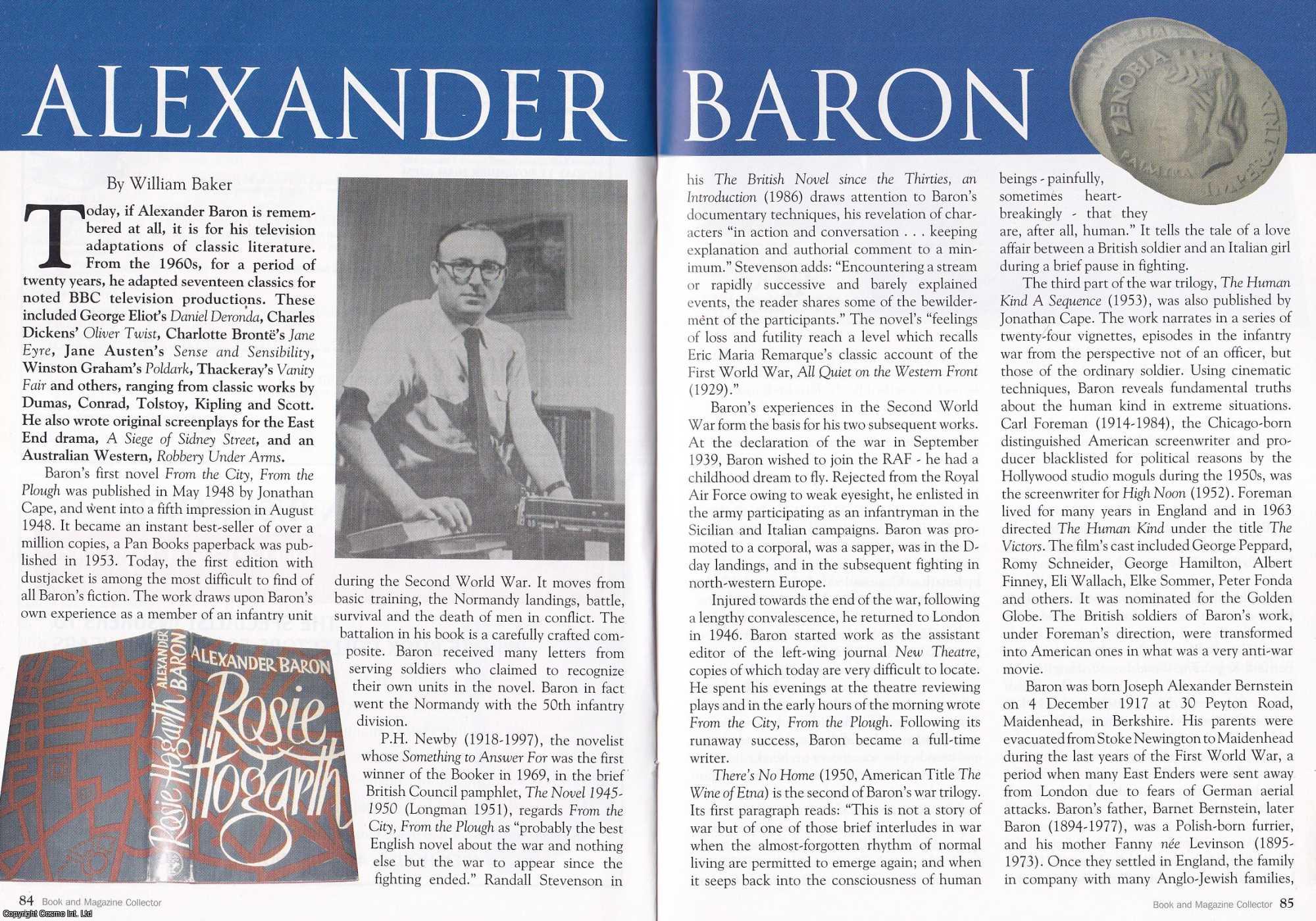 William Baker - Alexander Baron. This is an original article separated from an issue of The Book & Magazine Collector publication.