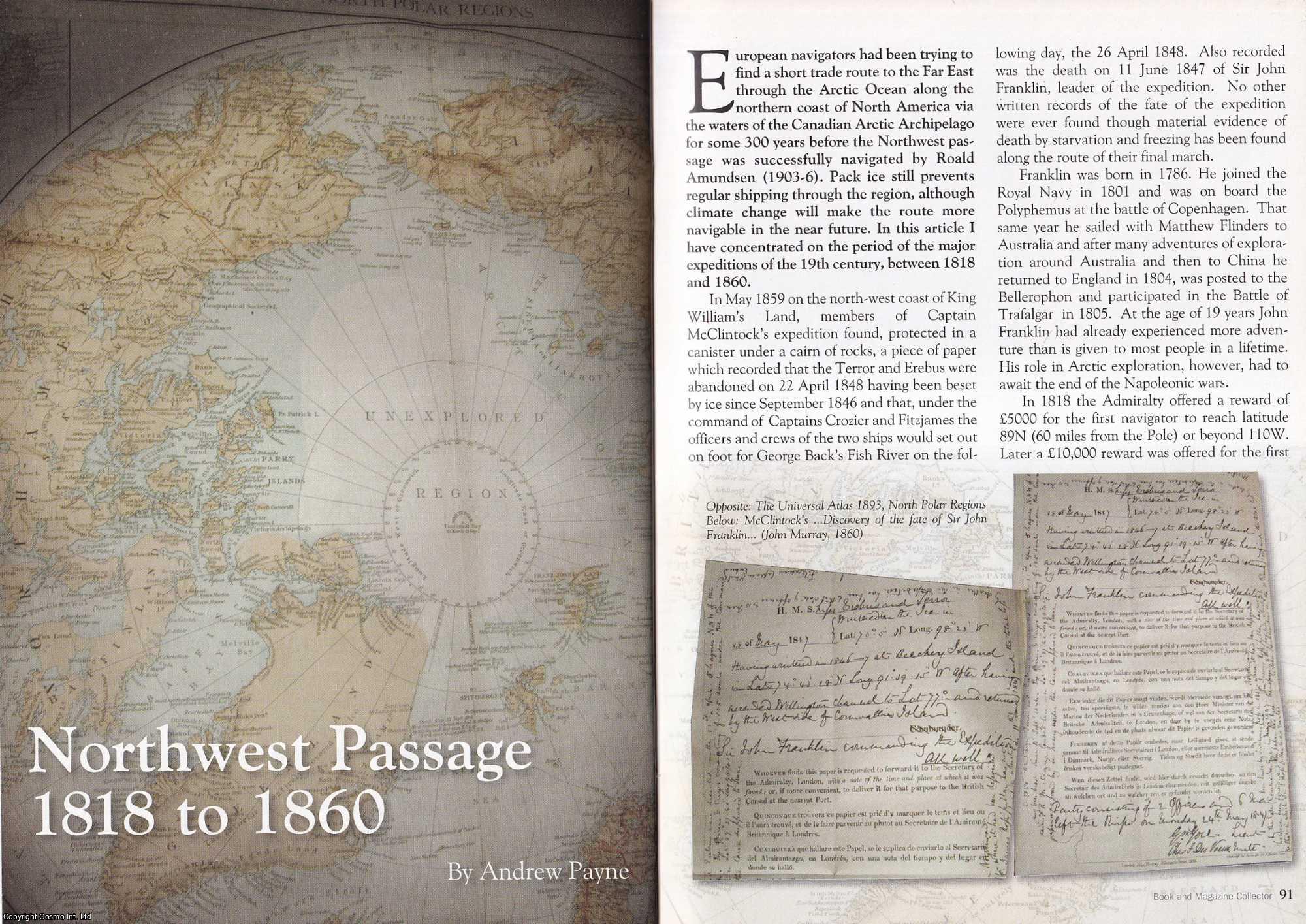 Andrew Payne - Northwest Passage 1818 to 1860. This is an original article separated from an issue of The Book & Magazine Collector publication.