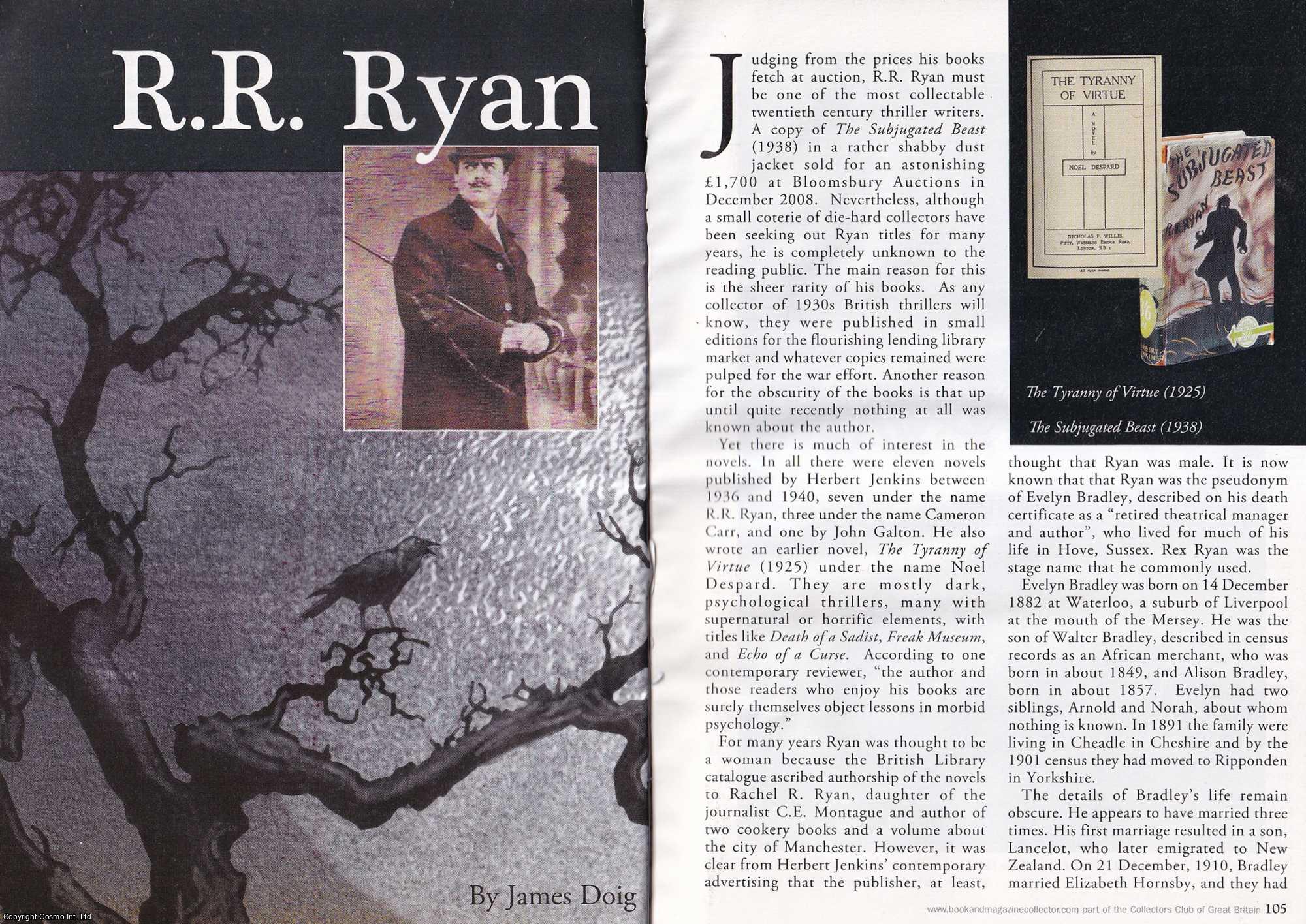 James Doig - R. R. Ryan. This is an original article separated from an issue of The Book & Magazine Collector publication, 2009.