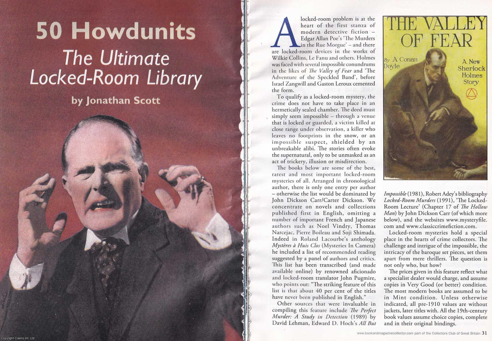 Jonathan Scott - 50 Howdunits. The Ultimate Locked-Room Library. This is an original article separated from an issue of The Book & Magazine Collector publication.