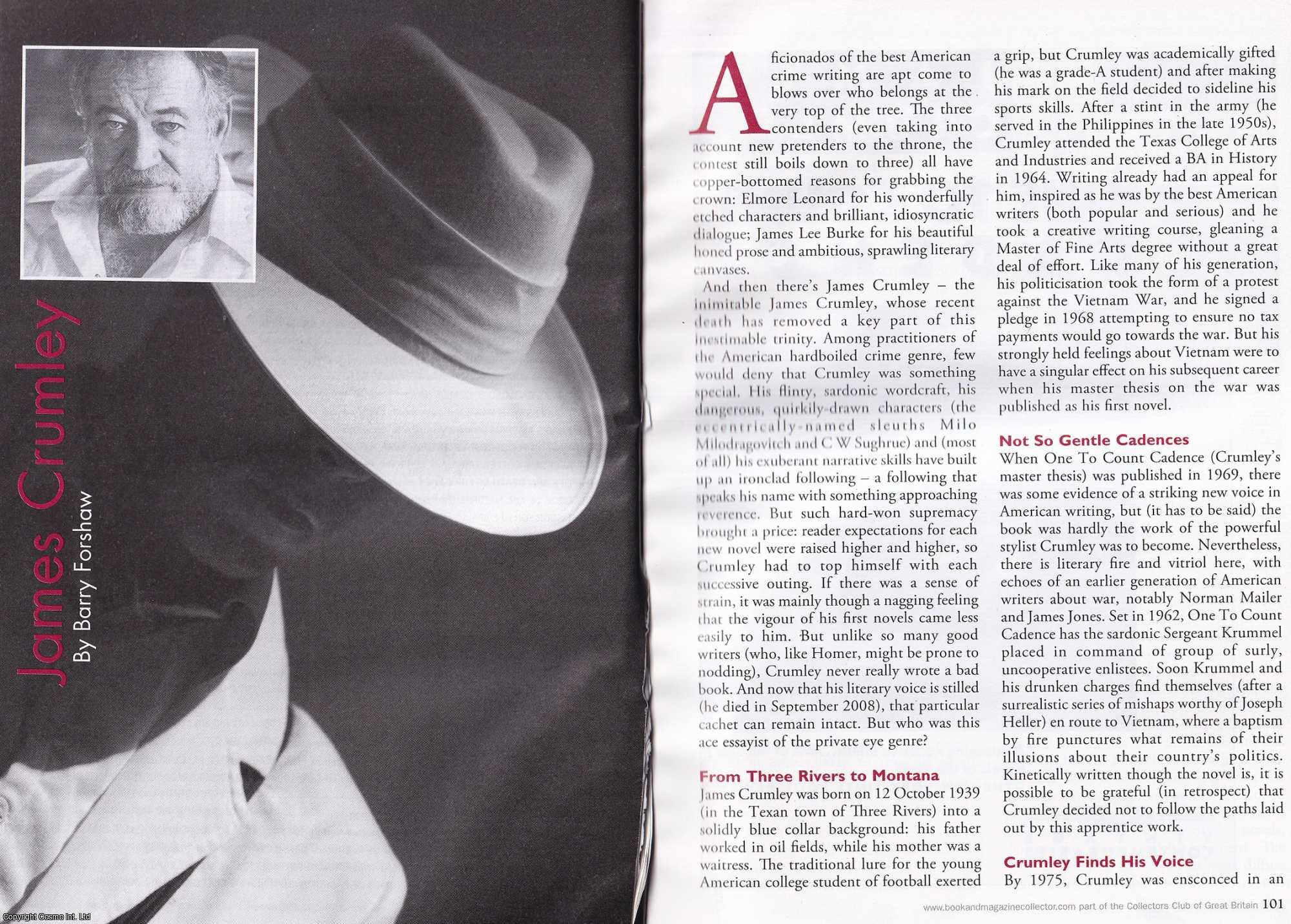 Barry Forshaw - James Crumley. This is an original article separated from an issue of The Book & Magazine Collector publication, 2009.