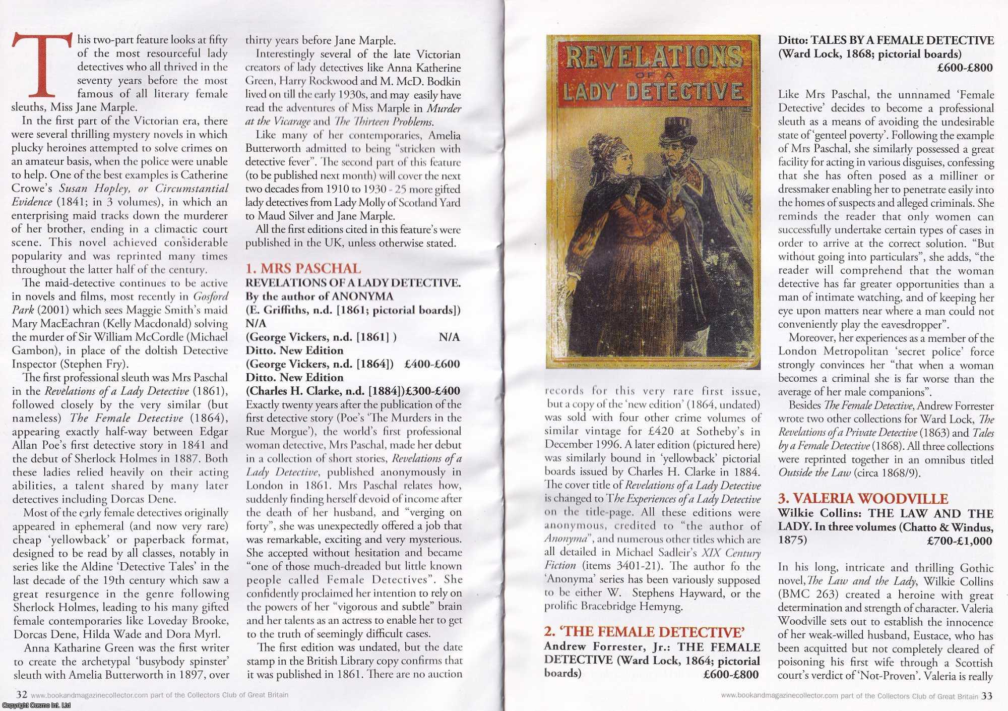 Richard Dalby - The Top Fifty Lady Detectives Before Miss Marple. Part One: 1861-1910. This is an original article separated from an issue of The Book & Magazine Collector publication, 2010.