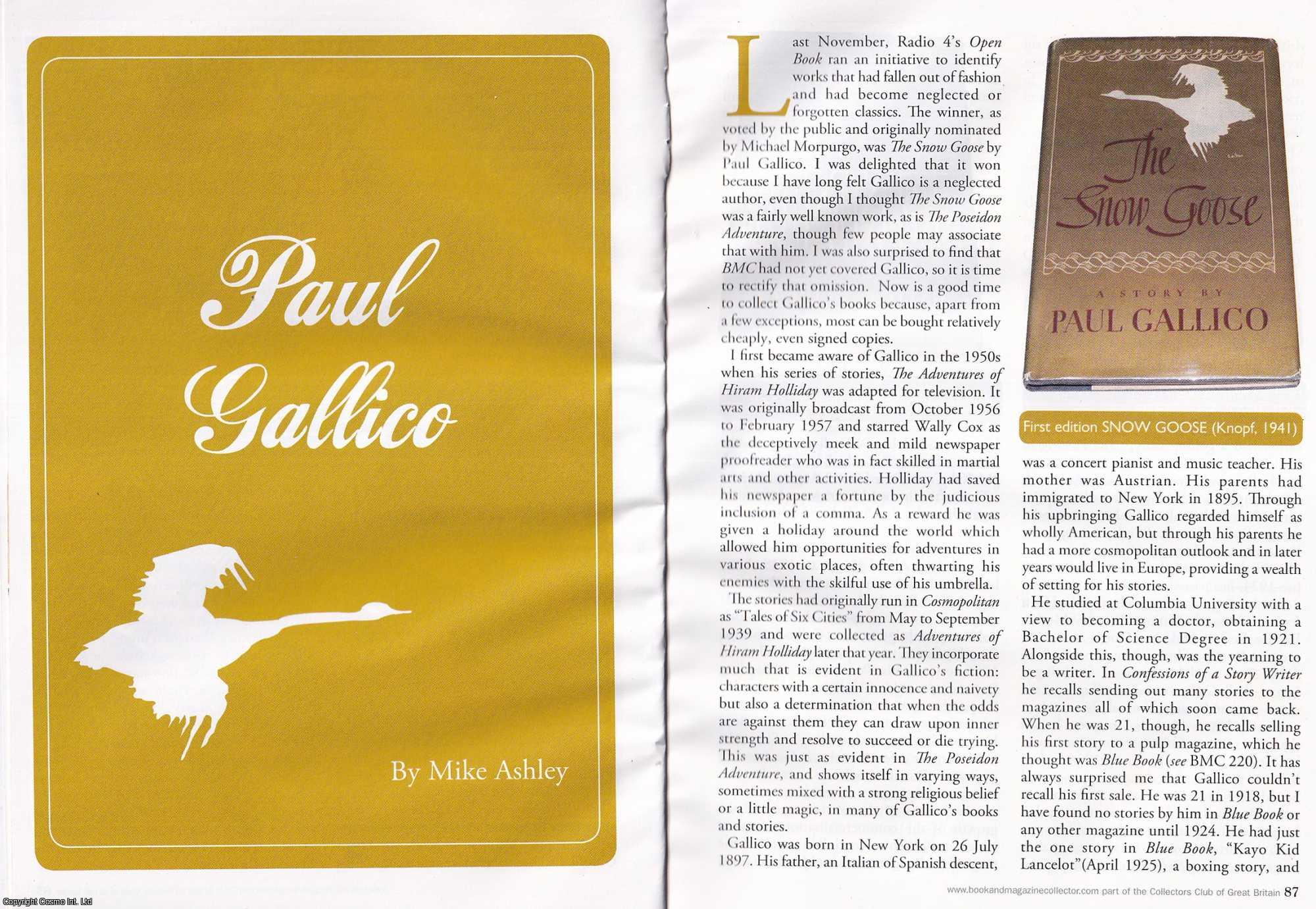 Mike Ashley - Paul Gallico. This is an original article separated from an issue of The Book & Magazine Collector publication, 2010.