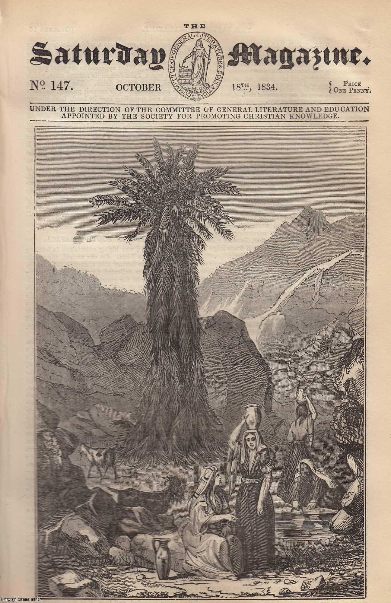 ---. - Lion Hunt in South America; Grecian Architecture; Power of Habit; New Chapel and Burial-Ground, Venezuela, in South America. Issue No. 147. October, 1834. A complete rare weekly issue of the Saturday Magazine, 1834.