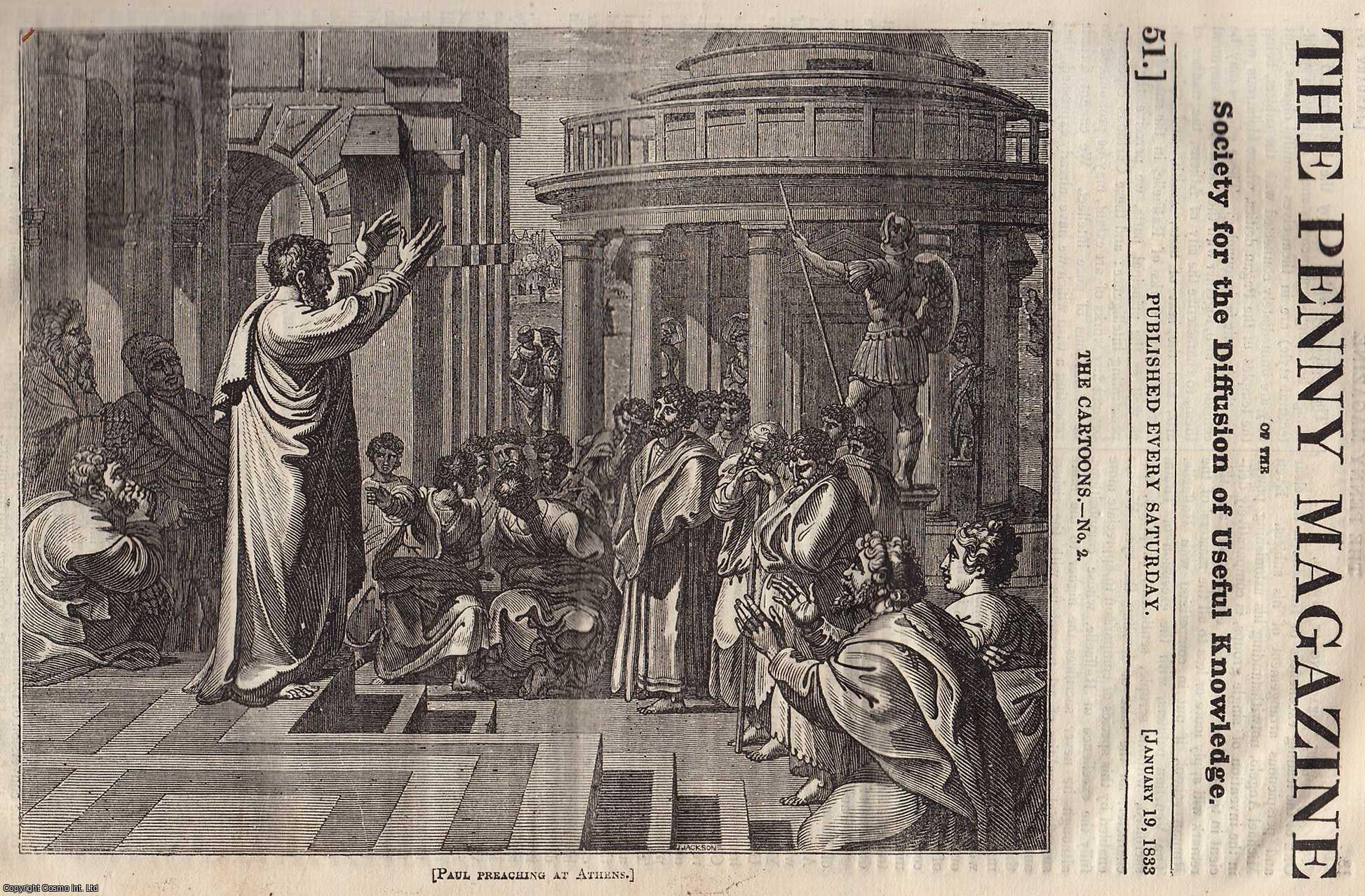 --- - St. Paul Preaching at Athens (cartoons of Raffaelle); A Party of Emigrants Travelling in Africa; Lord Francis Bacon, etc. Issue No. 51, January 19th, 1833. A complete rare weekly issue of the Penny Magazine, 1833.