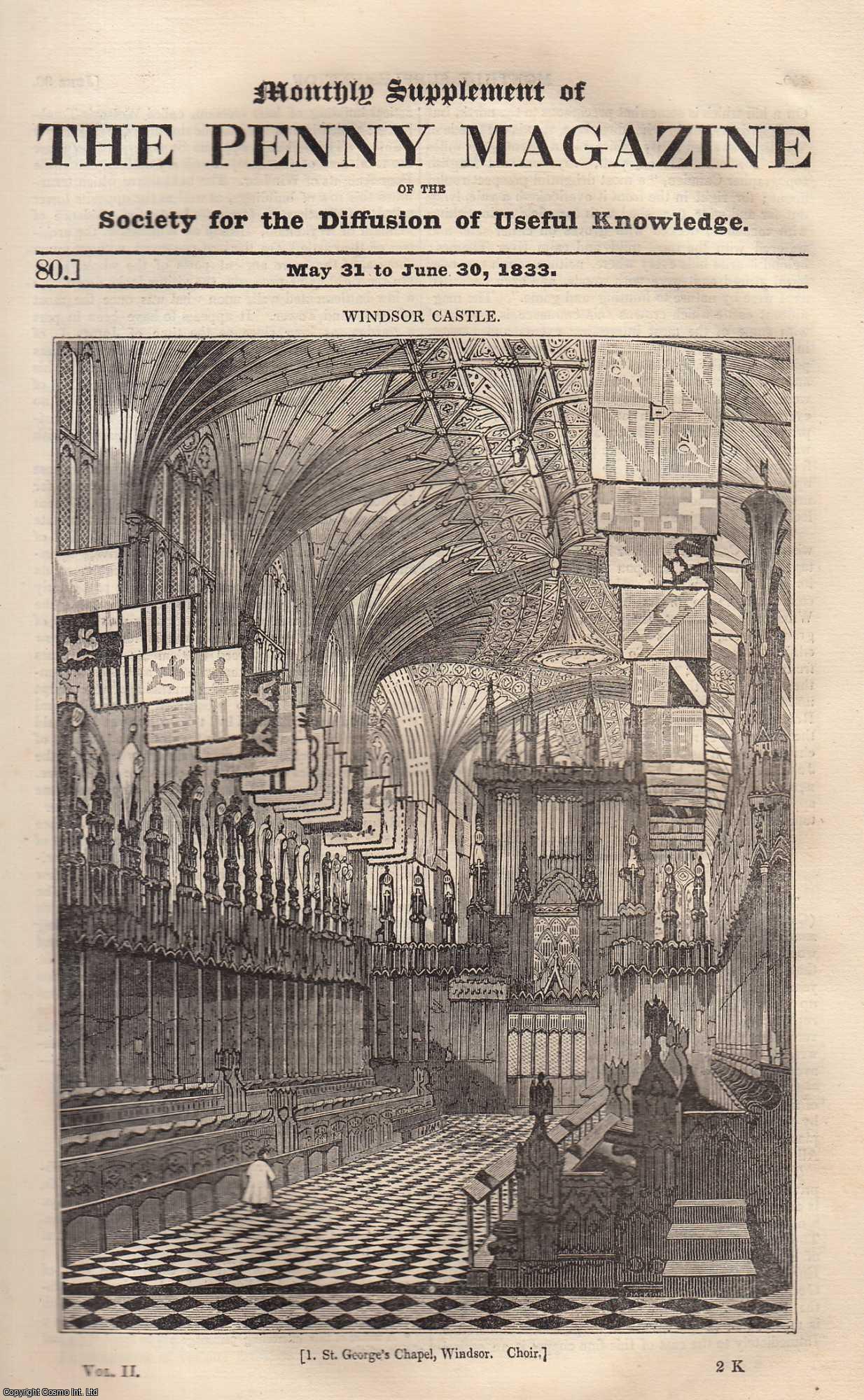 --- - Windsor Castle, Berkshire. Issue No. 80, May 31st to June 30th, 1833. A complete rare weekly issue of the Penny Magazine, 1833.