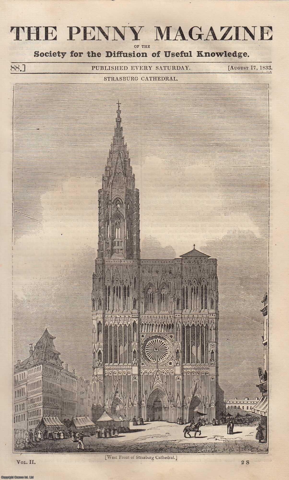 --- - Strasburg Cathedral (Notre Dame); The City of York; Hemp (plant), etc. Issue No. 88, August 17th, 1833. A complete rare weekly issue of the Penny Magazine, 1833.