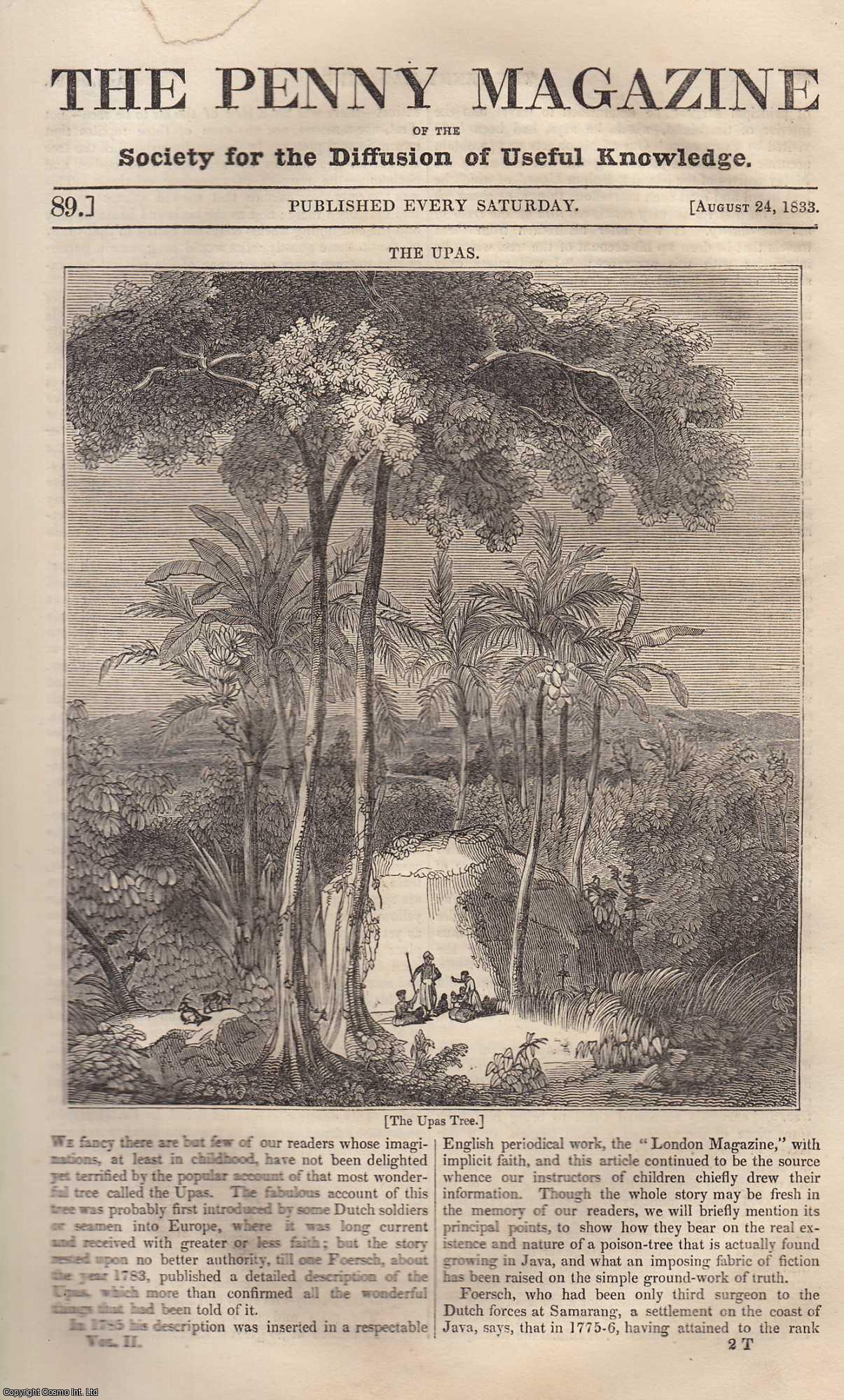 Penny Magazine - The Upas Tree (introduced by Dutch soldiers); Weaving in Ceylon; The Battle of Cressy, 26th August, 1346, etc. Issue No. 89, August 17th, 1833. A complete original weekly issue of the Penny Magazine, 1833.
