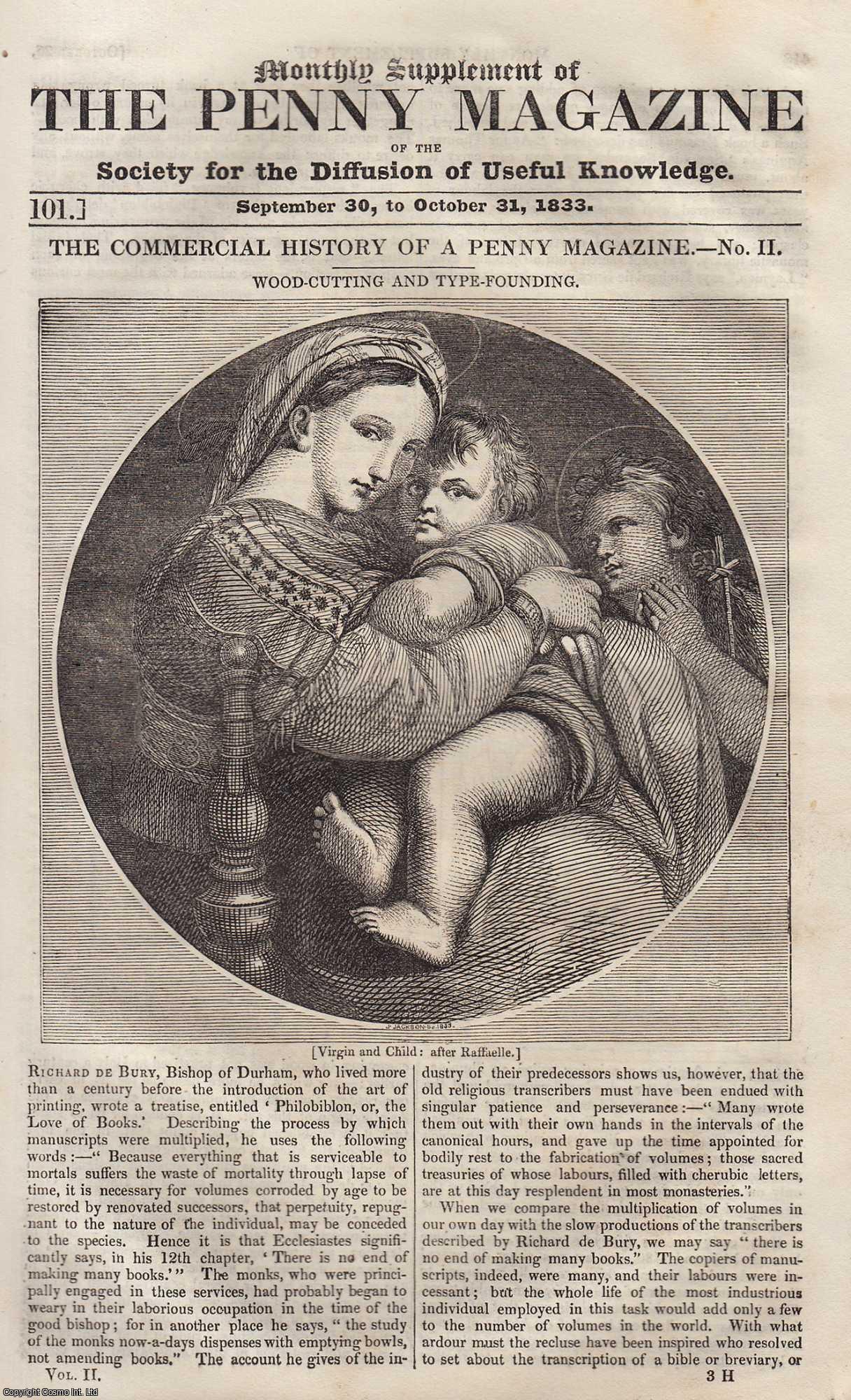 Penny Magazine - Wood-Cutting and Type-Founding. Issue No. 101, September 30th to October 31st, 1833. A complete original weekly issue of the Penny Magazine, 1833.