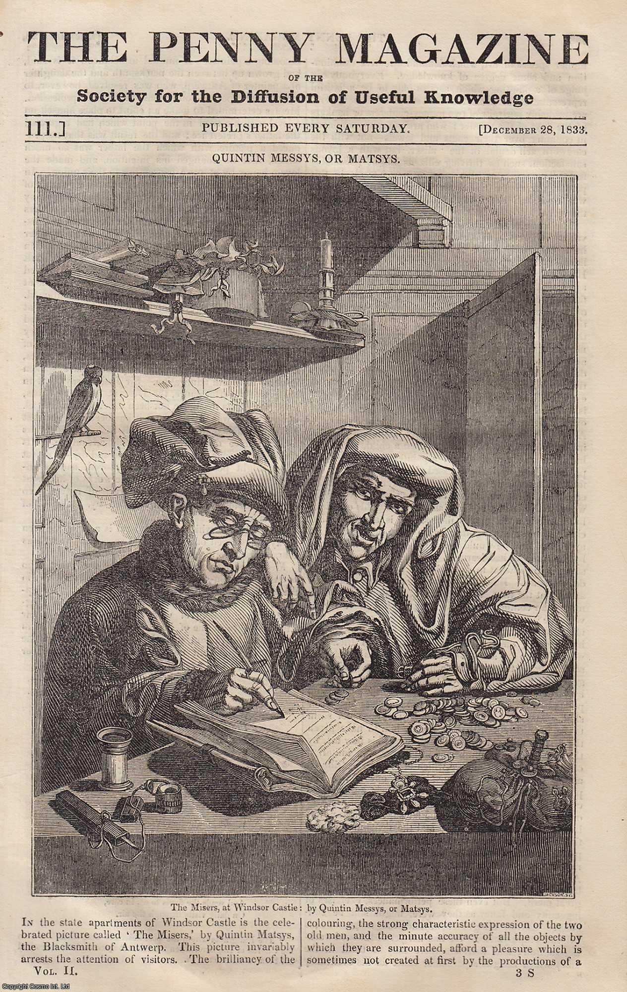 --- - Quintin, Messys, or Matsys: The Misers, at Windsor Castle; Manual Alphabets (A-Z); The Ichneumon (animal), etc. Issue No. 111, December 28th, 1833. A complete rare weekly issue of the Penny Magazine, 1833.