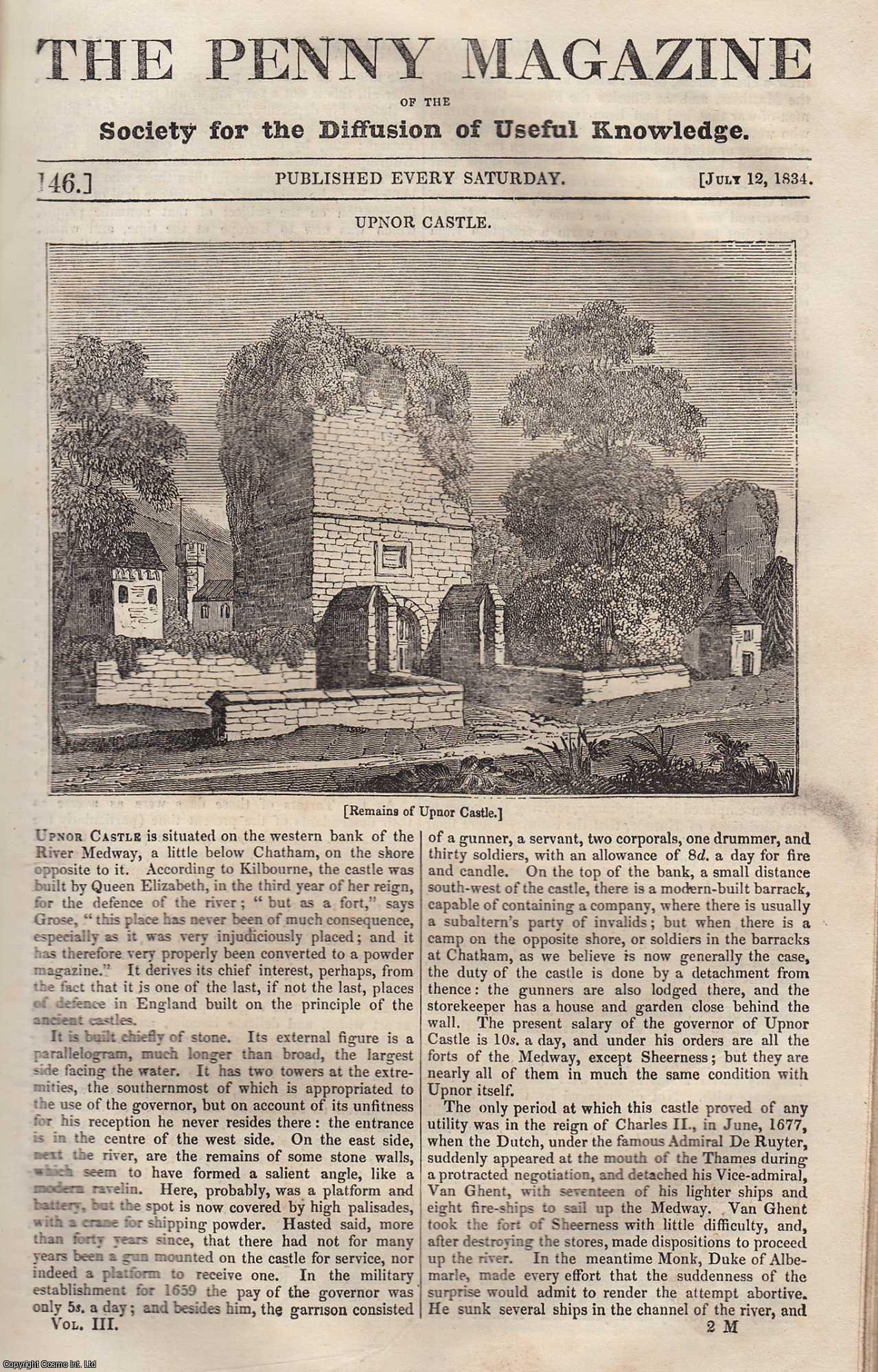 Penny Magazine - Upnor Castle (Kent); The Mammee-Tree (native of West Indies); The Fugger Family (bankers); The Cemetery of Pere La Chaise (Paris), etc. Issue No. 146, July 12th, 1834. A complete original weekly issue of the Penny Magazine, 1834.