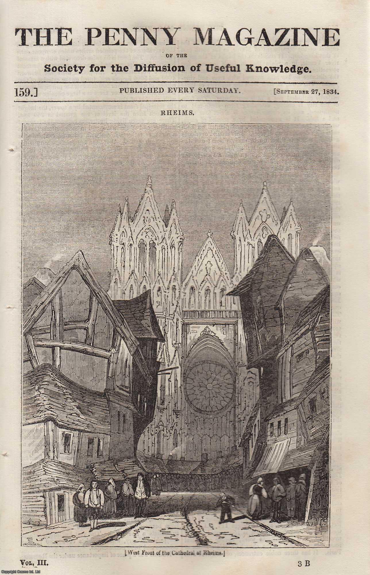 --- - Rheims (ancient city of France); Mohammedan Devotions; The Castle of Hastings, With The Chapel of The Virgin Mary, etc. Issue No. 159, September 27th, 1834. A complete rare weekly issue of the Penny Magazine, 1834.