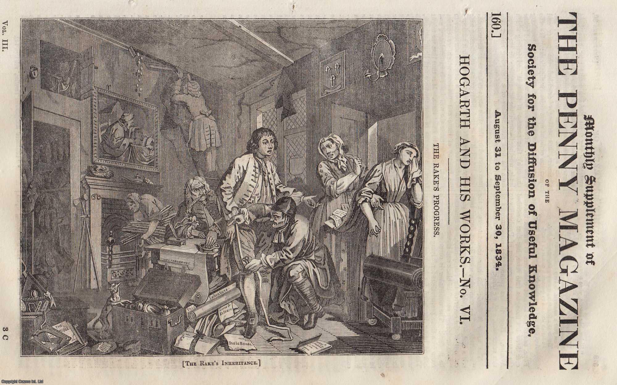 Penny Magazine - William Hogarth (6) and His Works (artist). Issue No. 160, August 31st to September 30th, 1834. A complete original weekly issue of the Penny Magazine, 1834.