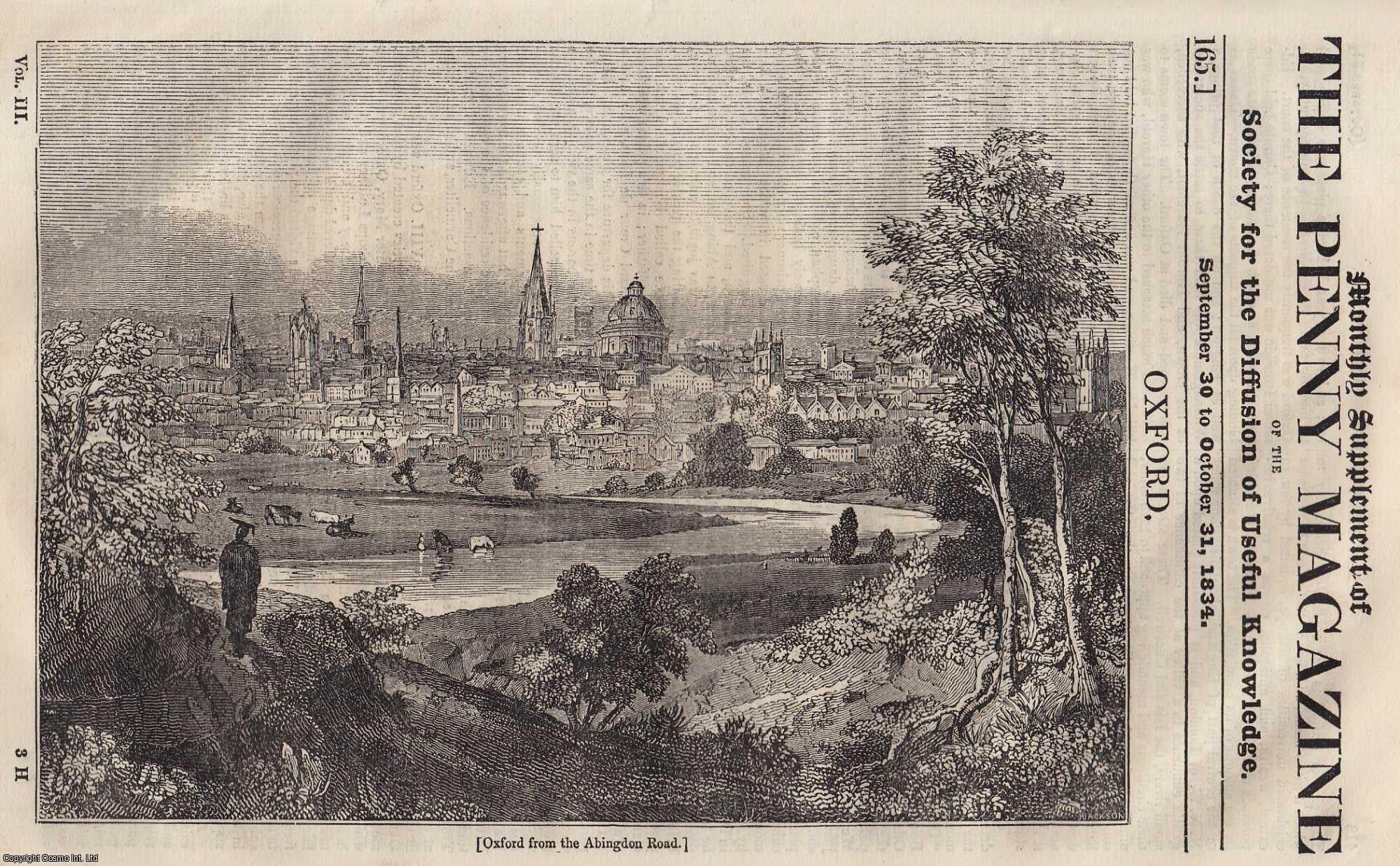 --- - The City of Oxford. Issue No. 165, September 30th to October 31st, 1834. A complete rare weekly issue of the Penny Magazine, 1834.