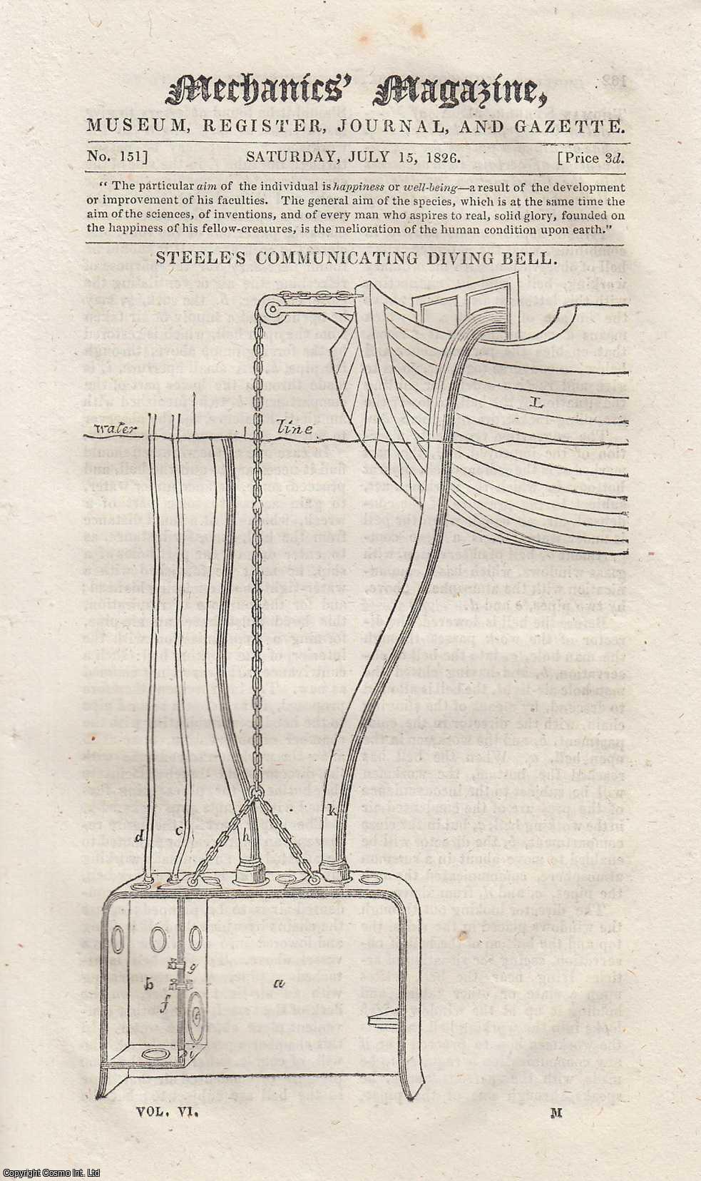---. - Magnetism of Iron; Eddystone Light House; Defects of Trees, etc. Mechanics Magazine, Museum, Register, Journal and Gazette. Issue No. 150. A complete rare weekly issue of the Mechanics' Magazine, 1826.