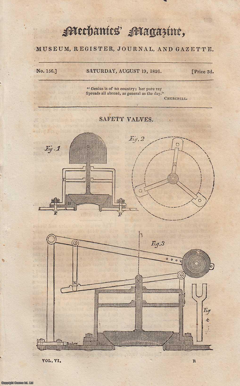 Mechanics Magazine - Improved Mode of Casting Cylinders; History and Prospects of English Industry; Mercurial Vacuum Engine; On The Preservation of The Copper Sheathing of Ships, etc. Mechanics Magazine, Museum, Register, Journal and Gazette. Issue No. 154. A complete rare weekly issue of the Mechanics' Magazine, 1826.