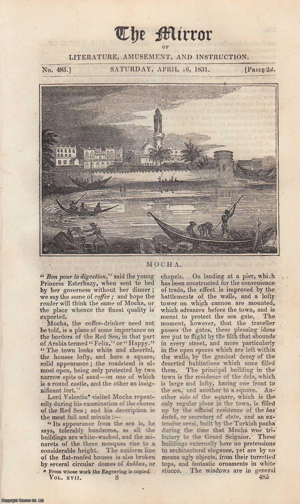THE MIRROR - Mocha (exportation of coffee). A complete rare weekly issue of the Mirror of Literature, Amusement, and Instruction, 1831.