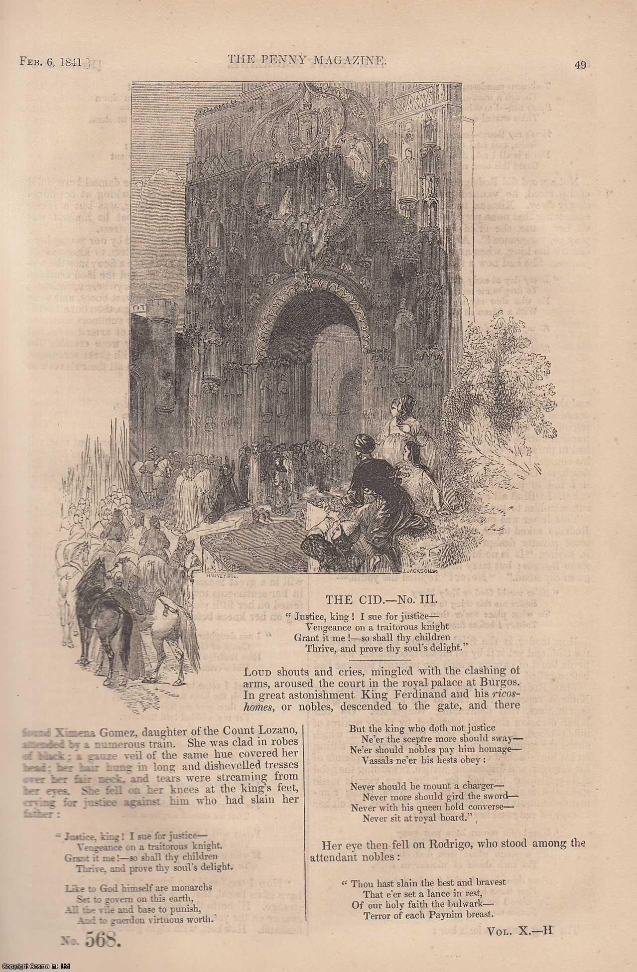 --- - How is a Railway Train Propelled; Dogs, Wild and Domestic (3); The Romances of Spain, The Cid (3), etc. Issue No. 568, 1841. A complete rare weekly issue of the Penny Magazine, 1841.