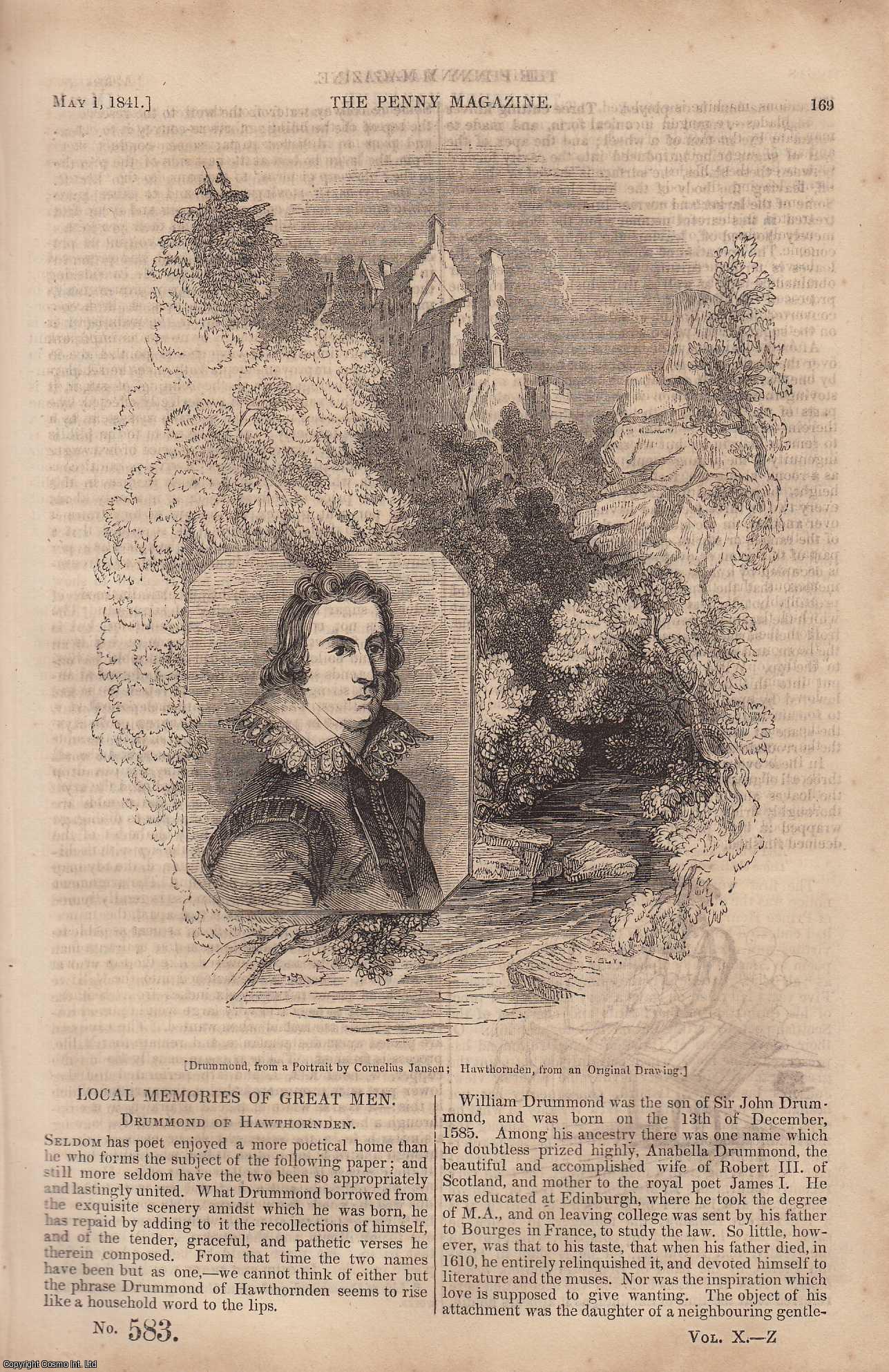--- - William Drummond of Hawthornden (Scottish Poet); The Romances of Spain, The Cid (7); British Sheep (1), etc. Issue No. 583, 1841. A complete rare weekly issue of the Penny Magazine, 1841.