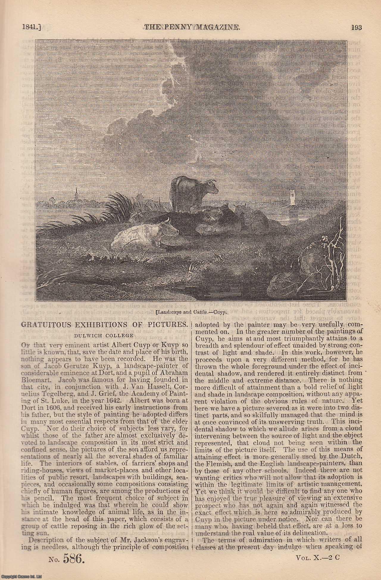 --- - Dulwich College (1): Gratuitous Exhibitions of Pictures; The Barometer; British Sheep (concl); The Farne Islands (Northumberland), etc. Issue No. 586, 1841. A complete rare weekly issue of the Penny Magazine, 1841.
