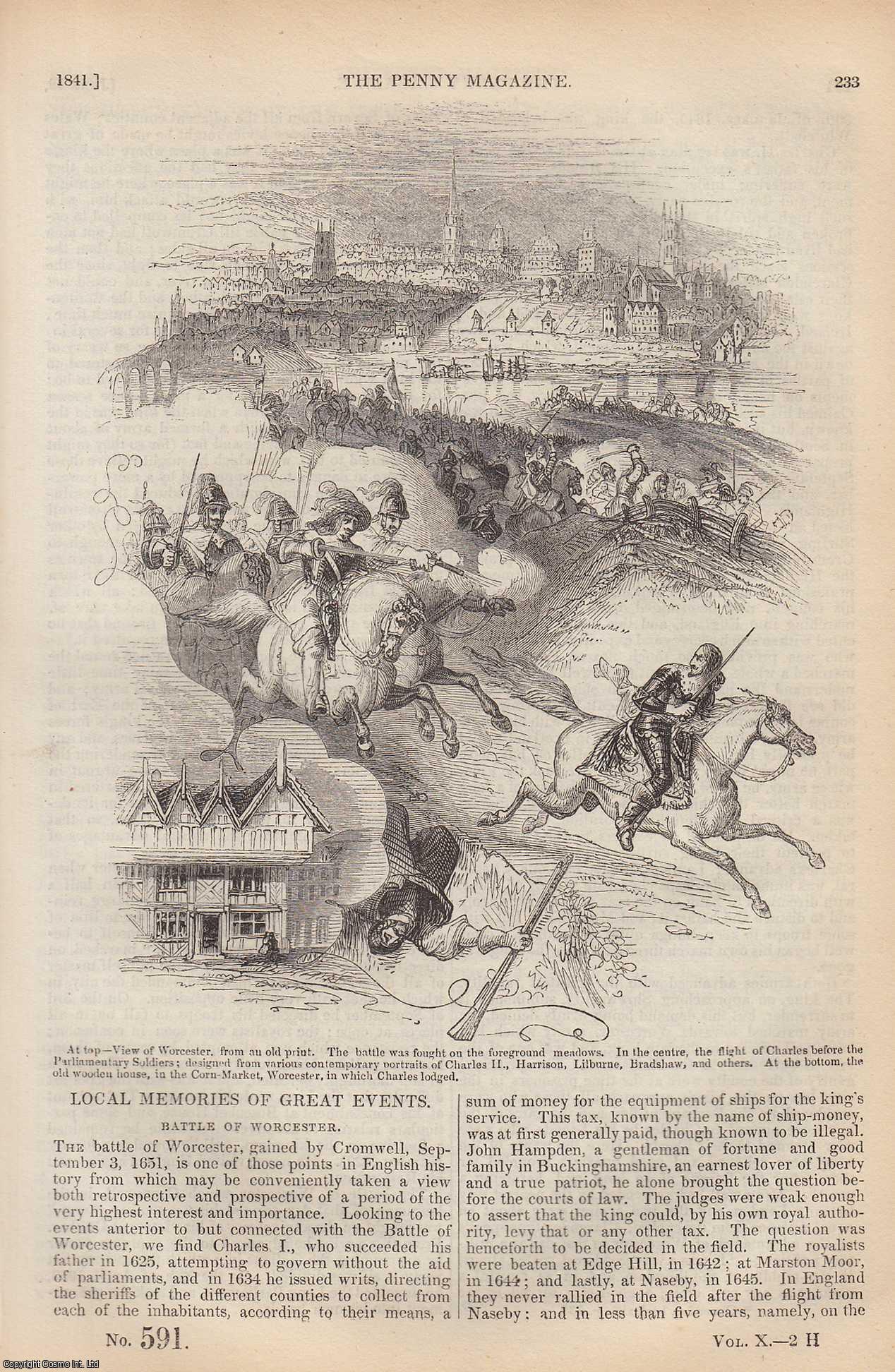 --- - Battle of Worcester; The Dissemination of The Seeds of Plants; The Hog (Wild Boar); The Thermometer (concl), etc. Issue No. 591, 1841. A complete rare weekly issue of the Penny Magazine, 1841.