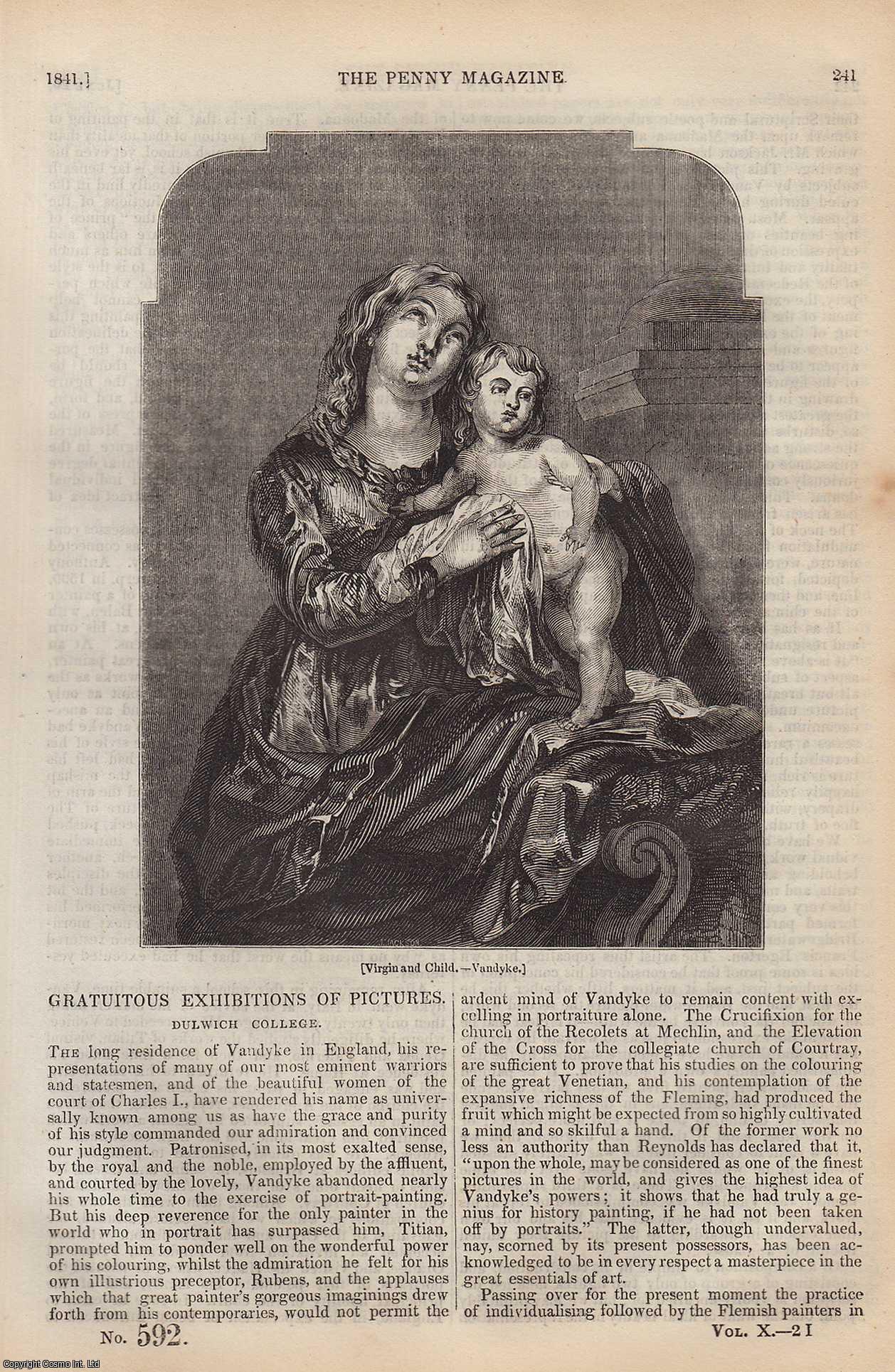 --- - Dulwich College (3): Gratuitous Exhibitions of Pictures; American Newspapers, Their Appearance, Character, etc; The Parson (Chaucer's Portrait Gallery); The Hygrometer (water vapour), etc. Issue No. 592, 1841. A complete rare weekly issue of the Penny Magazine, 1841.