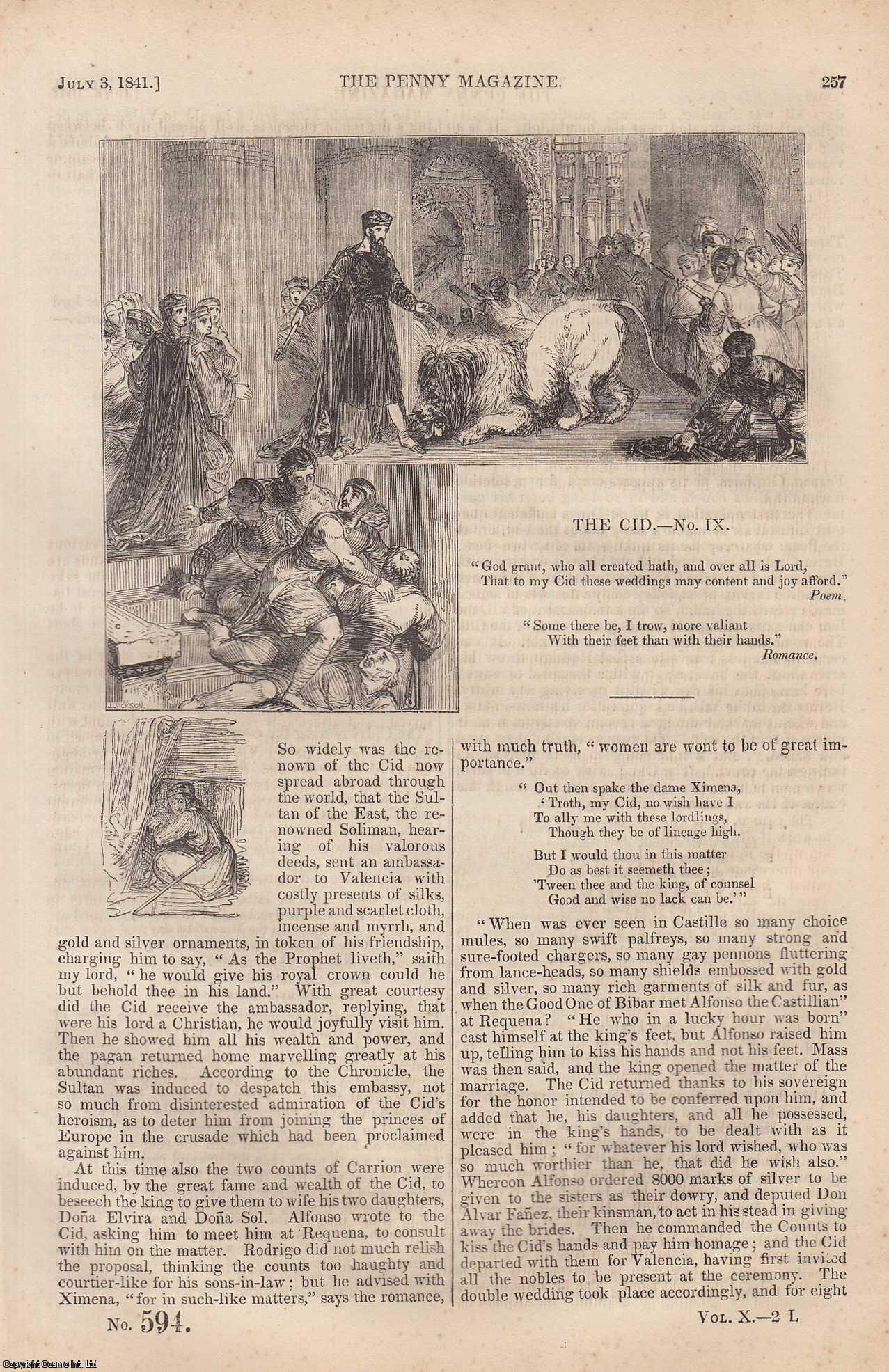 --- - The Life of Thomas Bewick (1) (English Engraver); Stalactites and Stalagmites (rocks); The Romances of Spain, The Cid (9); The Botanic Garden and Arboretum at Kew (1), etc. Issue No. 594, 1841. A complete rare weekly issue of the Penny Magazine, 1841.