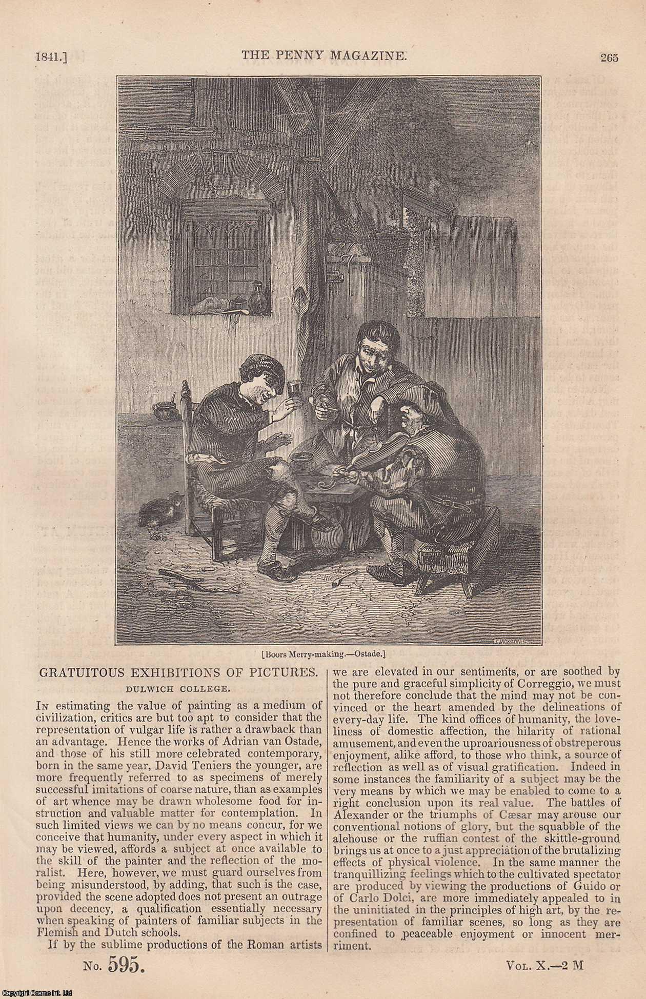--- - Dulwich College (4): Gratuitous Exhibitions of Pictures; The Botanic Garden and Arboretum at Kew (concl); The Life of Thomas Bewick (concl) (English Engraver), etc. Issue No. 595, 1841. A complete rare weekly issue of the Penny Magazine, 1841.