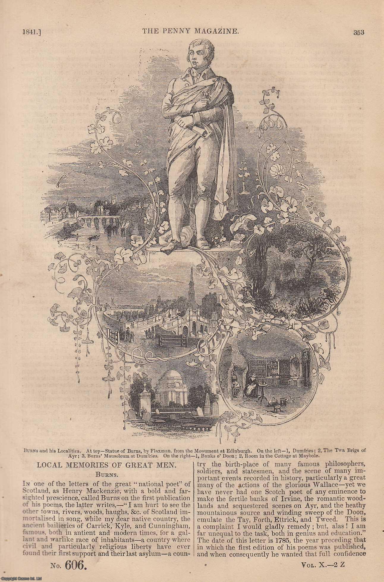 --- - Robert Burns (1) (Poet); Sir John Dinely; Birds Feathers (1), Their Nature & Uses; The Nail-Manufacture (Nailors), etc. Issue No. 606, 1841. A complete rare weekly issue of the Penny Magazine, 1841.