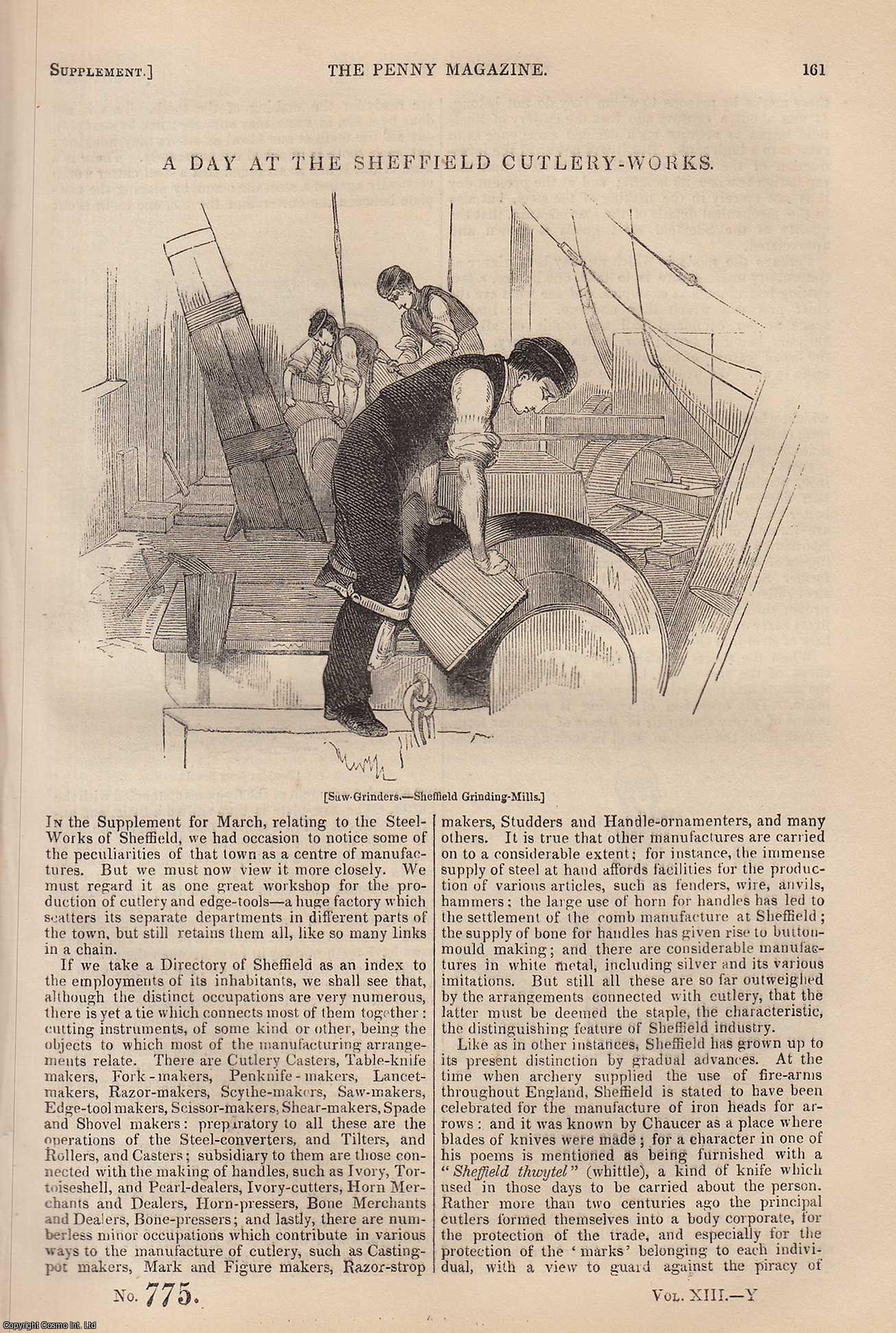 --- - A Day at The Sheffield Cutlery-Works. Issue No. 775, 1844. A complete rare weekly issue of the Penny Magazine, 1844.