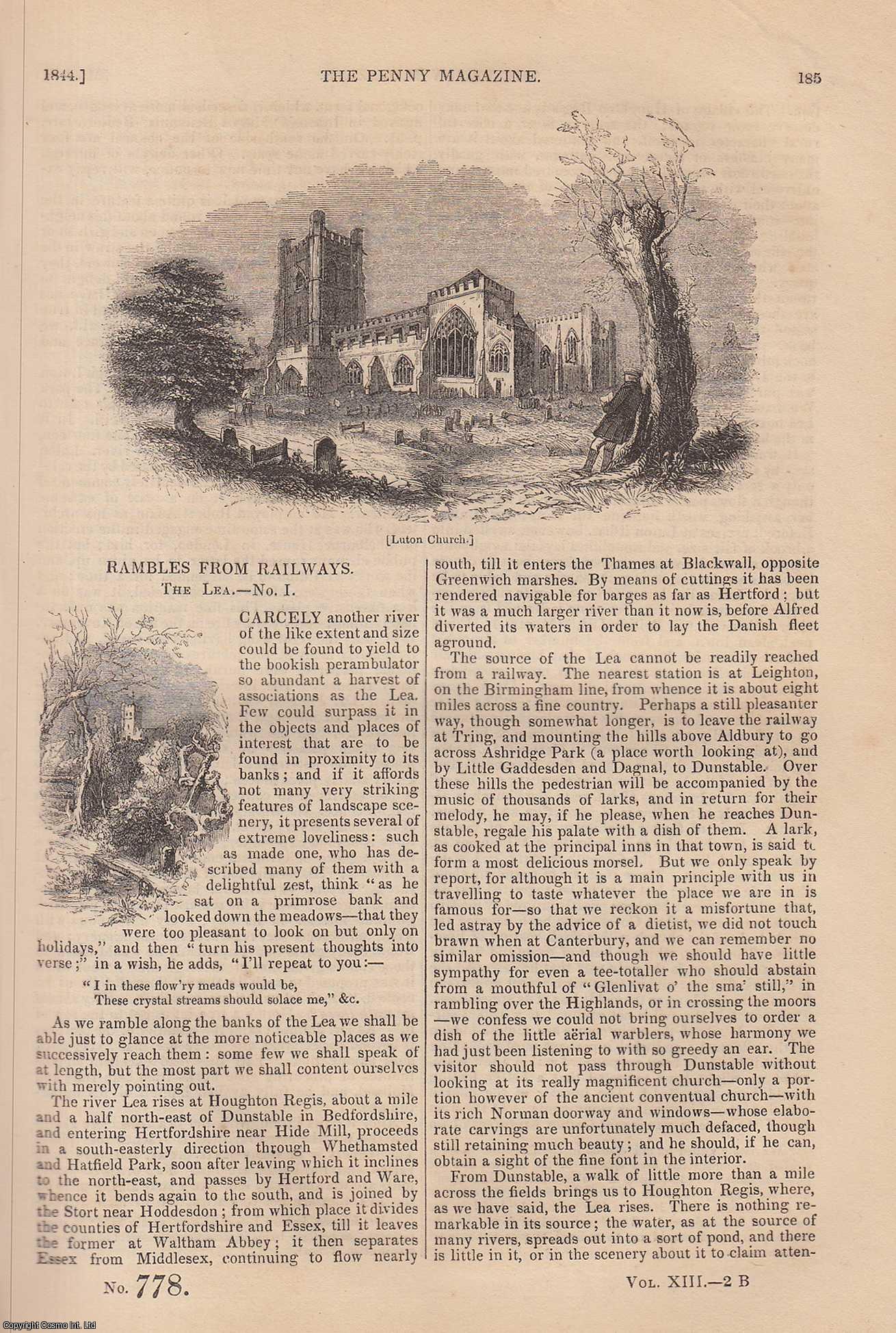 --- - The River Lea (1) ( Houghton Regis); The Use of Lemon-Juice in The Navy; Hudibras (5) (a poem), etc. Issue No. 778, 1844. A complete rare weekly issue of the Penny Magazine, 1844.