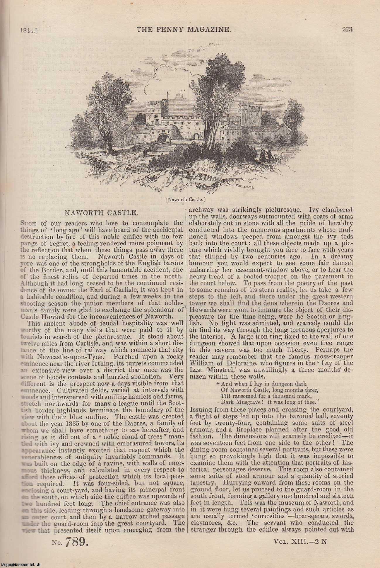 --- - Naworth Castle (Cumbria); The Cheese-Districts of Italy; The Adur, Arun, and Wey (1); Bagpipes, etc. Issue No. 789, 1844. A complete rare weekly issue of the Penny Magazine, 1844.