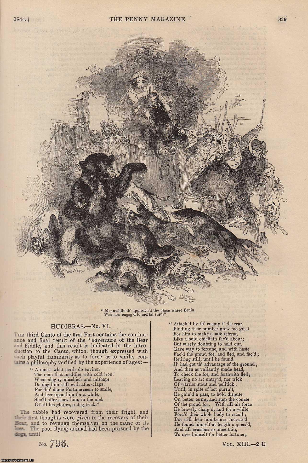 --- - Tangier (3) (city of Morocco); The Adur, Arun, and Wey (4) (Houghton Regis) Hudibras (6) (a poem), etc. Issue No. 796, 1844. A complete rare weekly issue of the Penny Magazine, 1844.