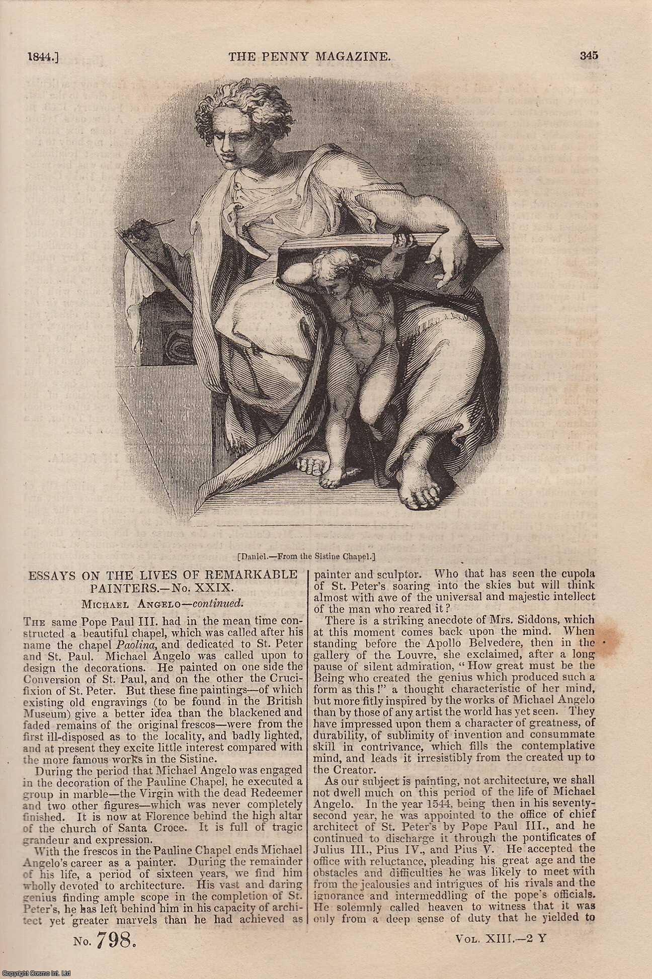 --- - Michael Angelo (4) (painter); The Precious Metals in Russia (concl); The Adur, Arun, and Wey (5), etc. Issue No. 798, 1844. A complete rare weekly issue of the Penny Magazine, 1844.