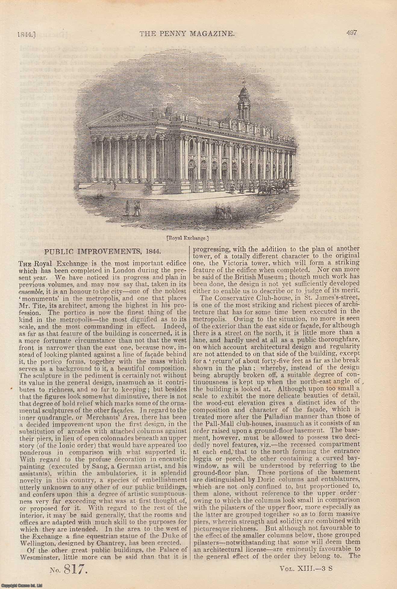 --- - Public Improvements, in 1844. Issue No. 817, 1844. A complete rare weekly issue of the Penny Magazine, 1844.