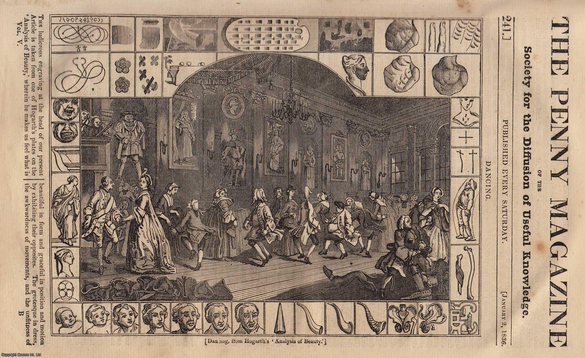 --- - Dancing (From Hogarth's Analysis of Beauty); Lemurs (animal) in The Island of Madagascar; The Tallow-Tree of China (Croton Sebiferum), etc. Issue No. 241, 1836. A complete rare weekly issue of the Penny Magazine, 1836.