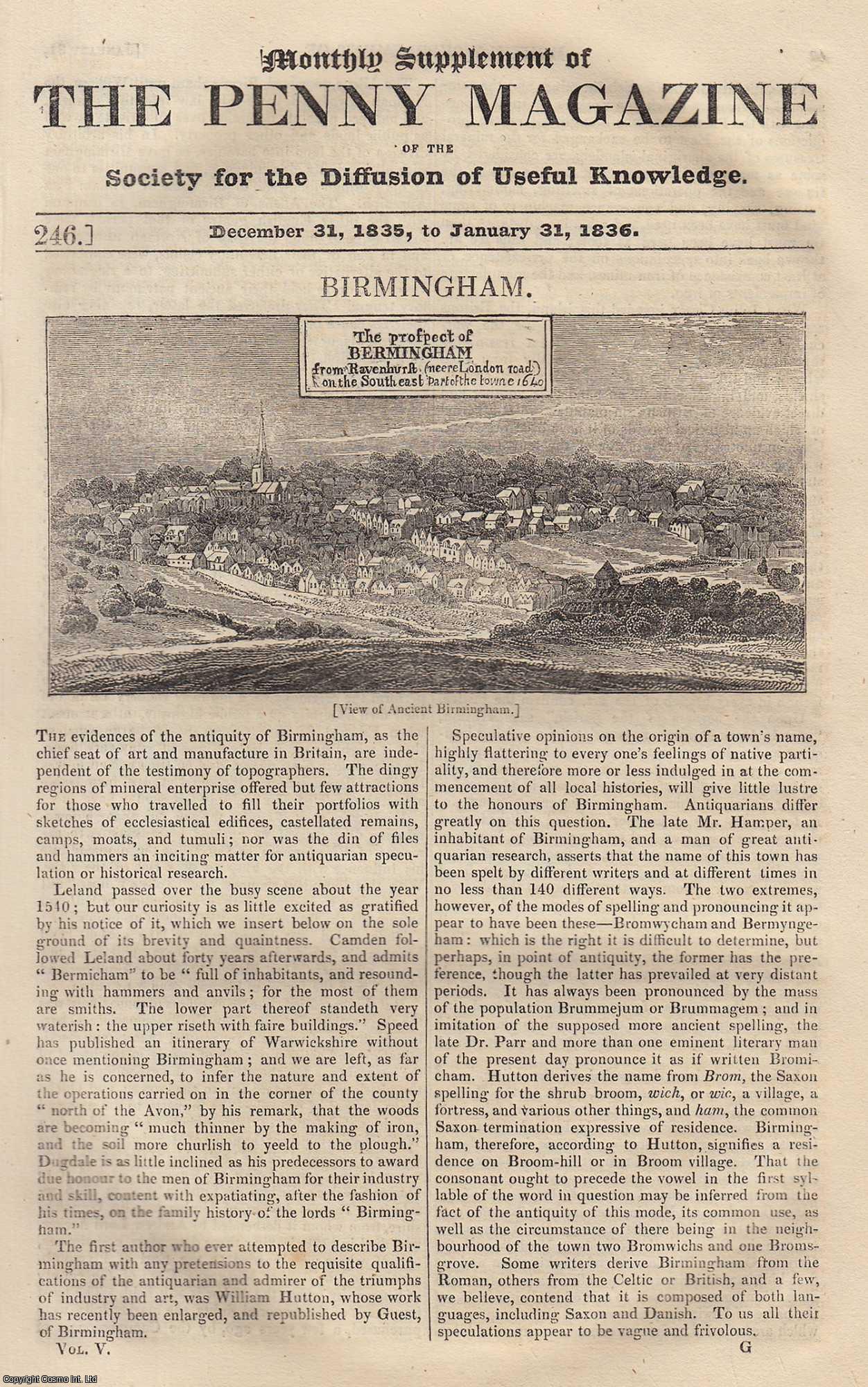 --- - Birmingham (part 1): The Evidences of The Antiquity of Birmingham. Issue No. 246, 1836. A complete rare weekly issue of the Penny Magazine, 1836.