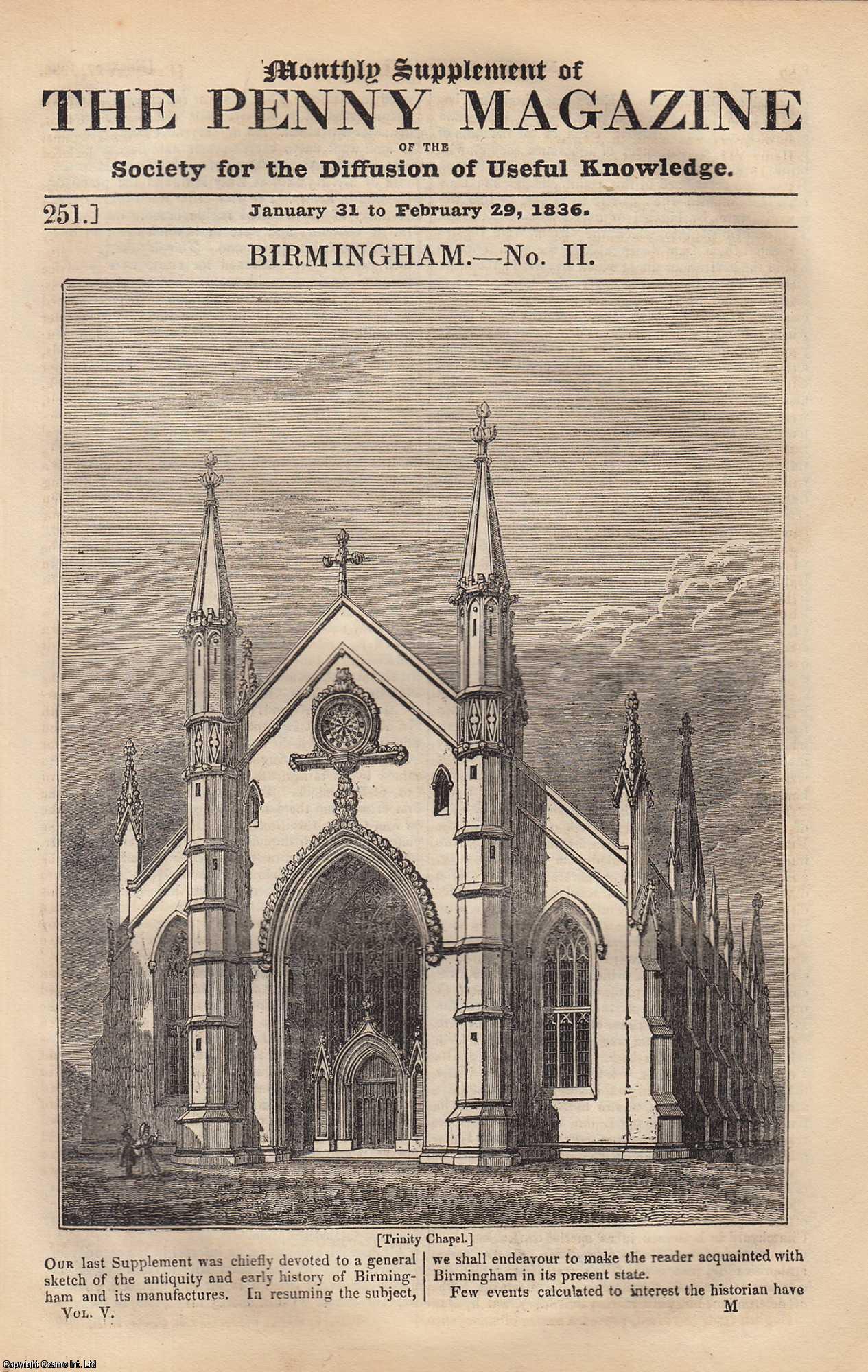 Penny Magazine - Birmingham (part 2): The Evidences of The Antiquity of Birmingham. Issue No. 251, 1836. A complete original weekly issue of the Penny Magazine, 1836.