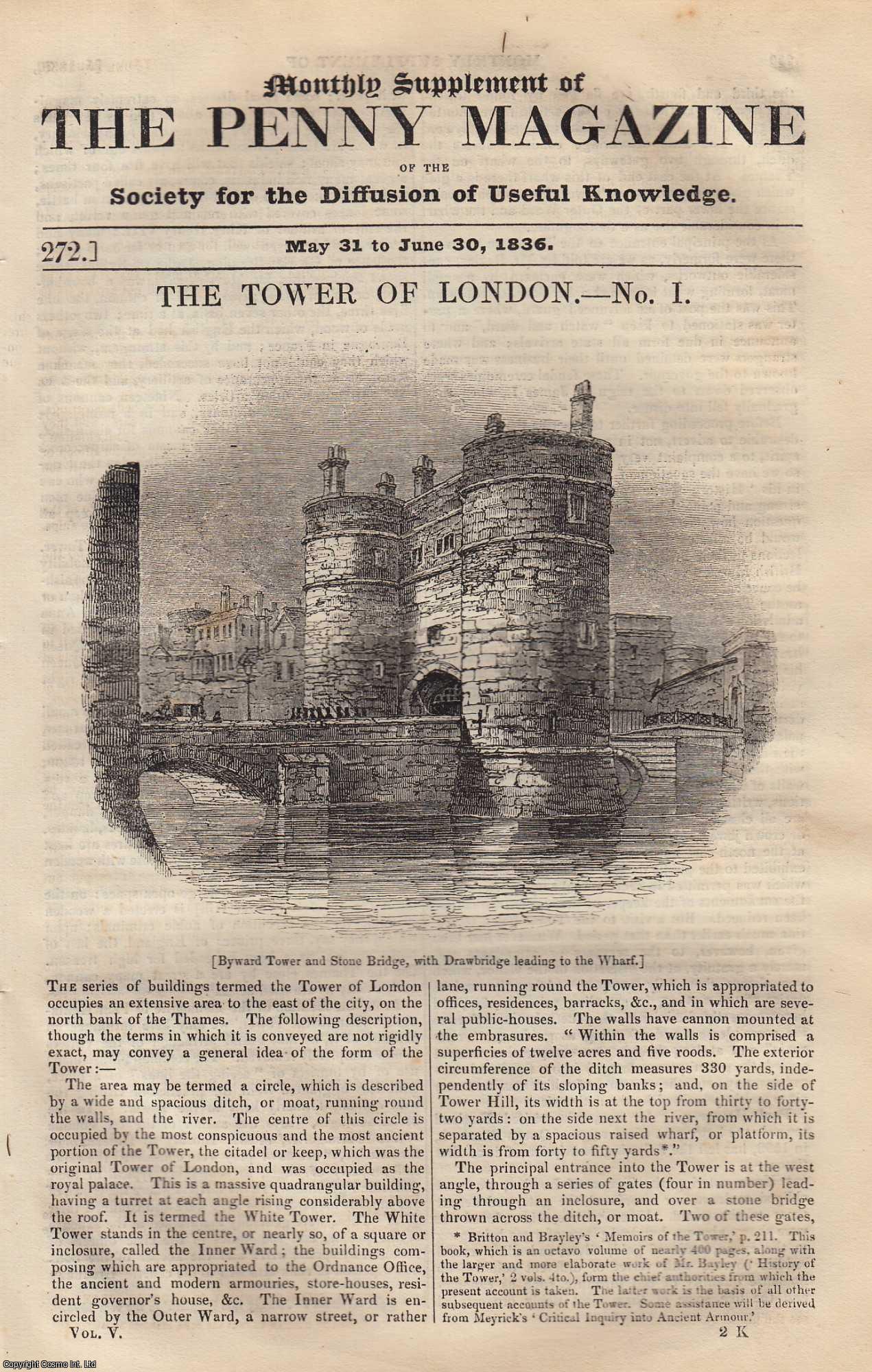 ---. - The Tower of London (part 1). Issue No. 272, 1836. A complete rare weekly issue of the Penny Magazine, 1836.
