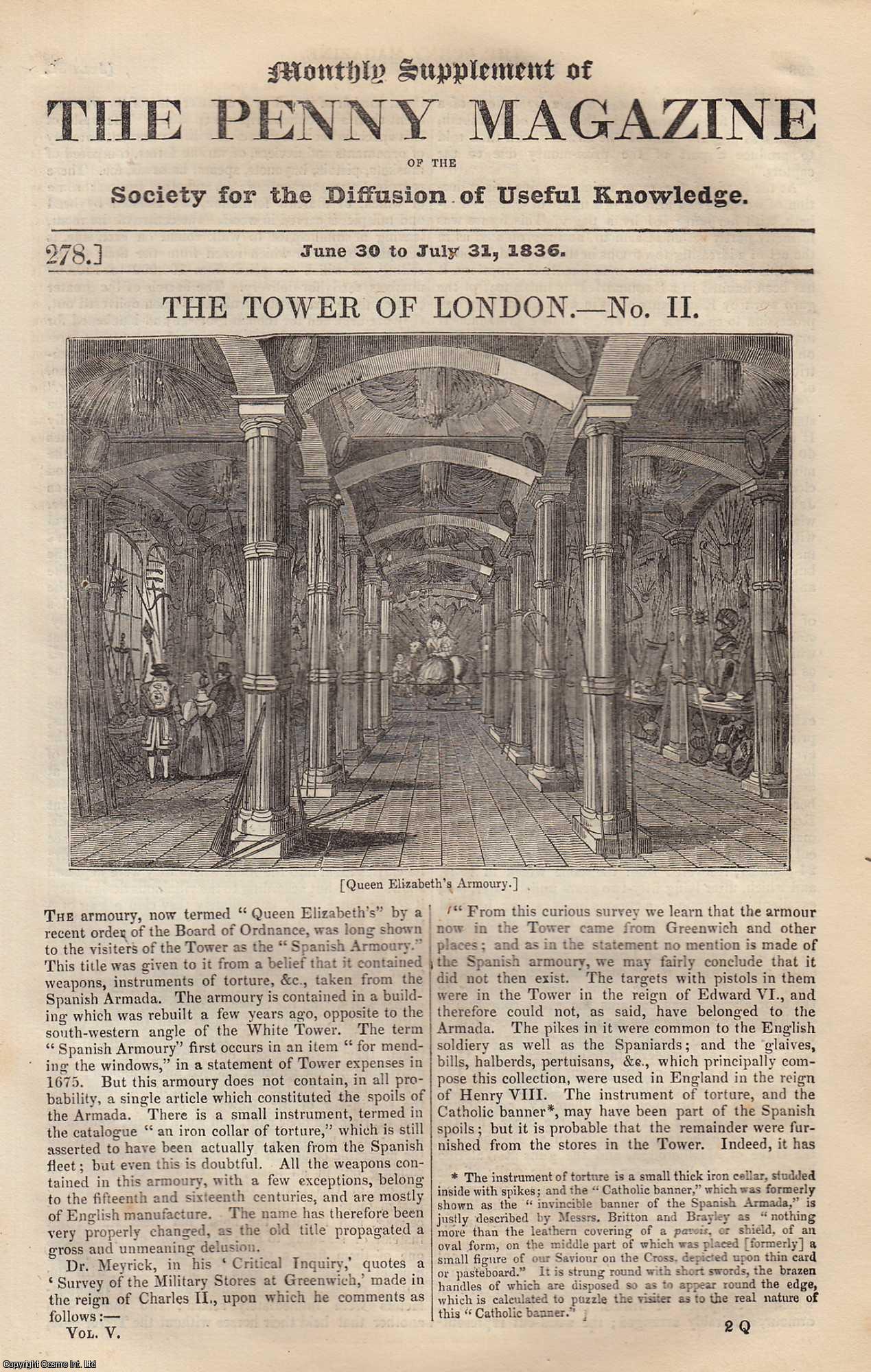 ---. - The Tower of London (part 2). Issue No. 278, 1836. A complete rare weekly issue of the Penny Magazine, 1836.