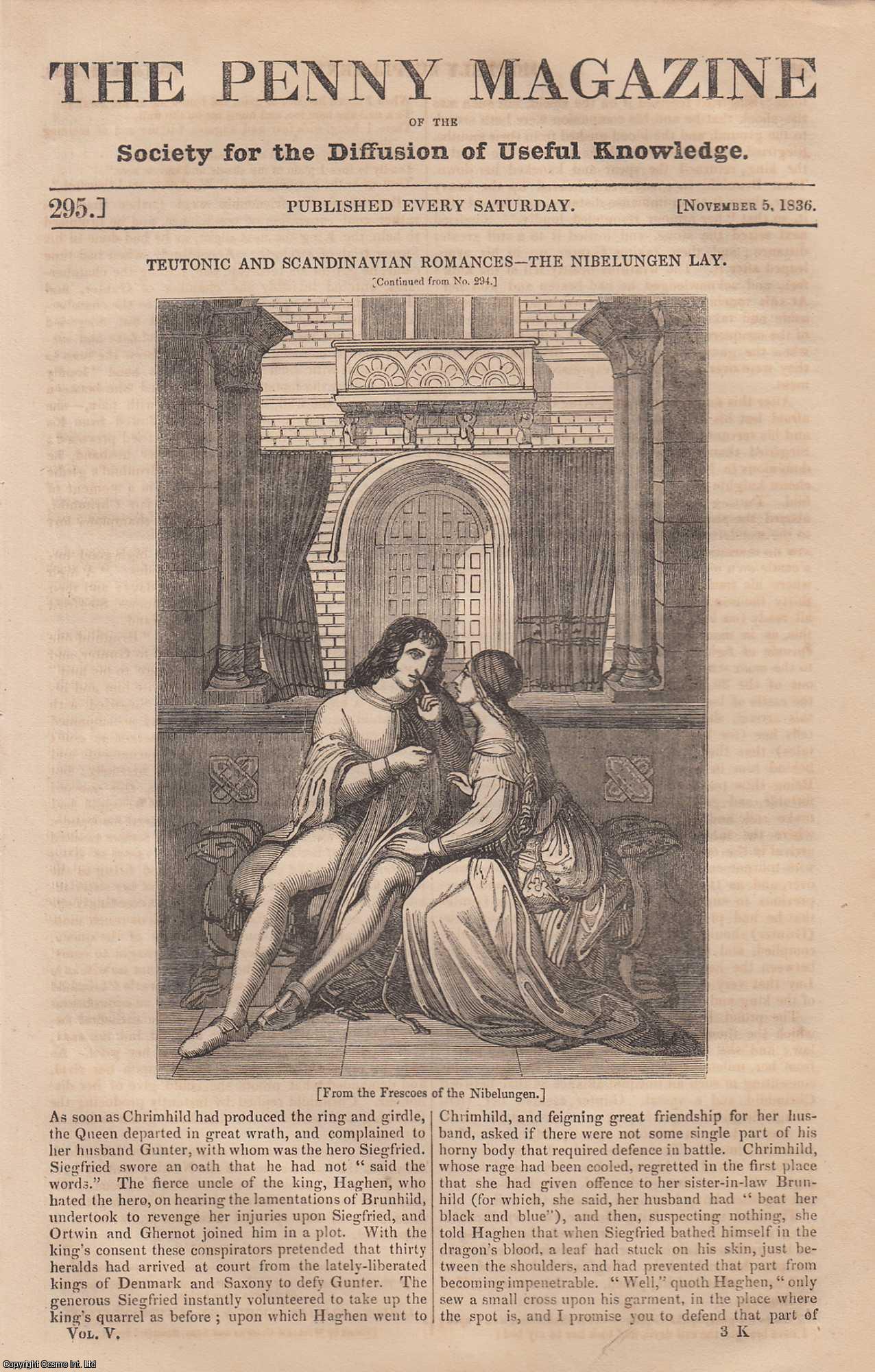 Penny Magazine - Teutonic and Scandinavian Romances (part 2): The Nibelungen Lay; Agriculture Gardening of China (part 2); Pesth (largest town in Hungary), etc. Issue No. 295, 1836. A complete original weekly issue of the Penny Magazine, 1836.