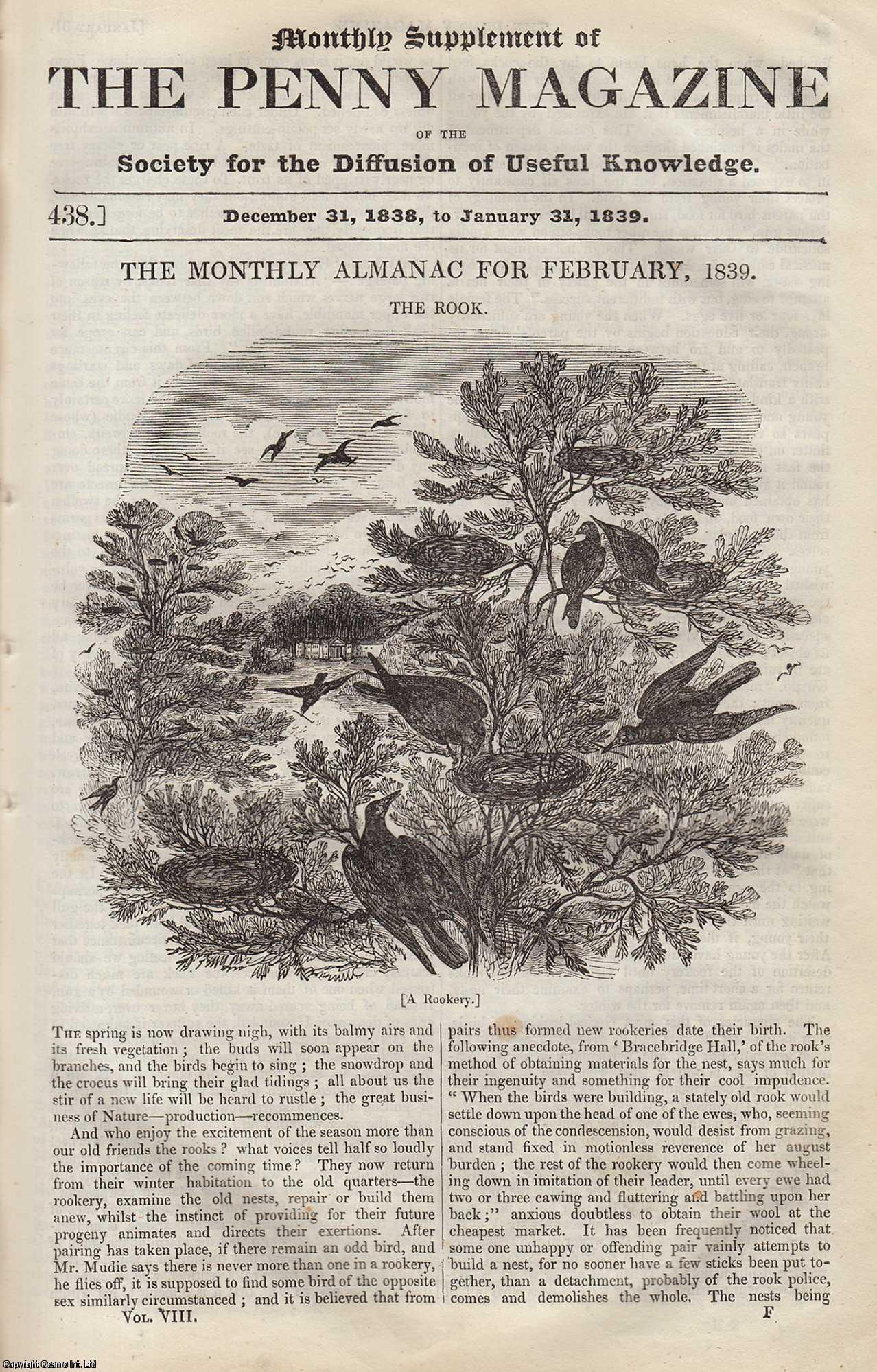 Penny Magazine - The Rook (a rookery); Sir Hugh Middleton, etc. Issue No. 438, 1839. A complete original weekly issue of the Penny Magazine, 1839.